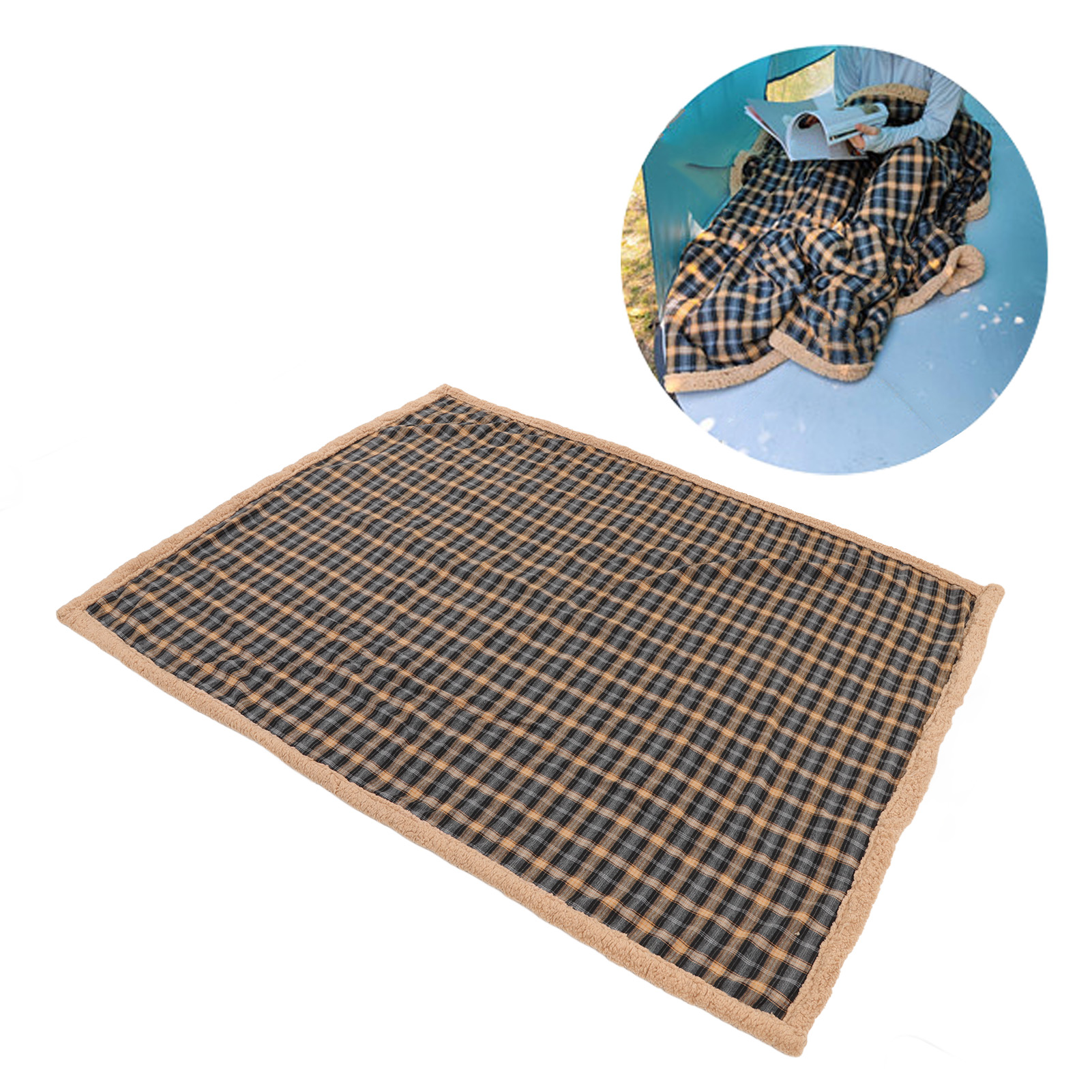 Wasserdichte Und Feuchtigkeitsbeständige Campingmatte Für Grillabende, Schmutzabweisender Bezug, Weiche Und Flauschige Picknickdecke Aus Lammwolle, Winddicht, Dick, Wasserdicht Und Warm