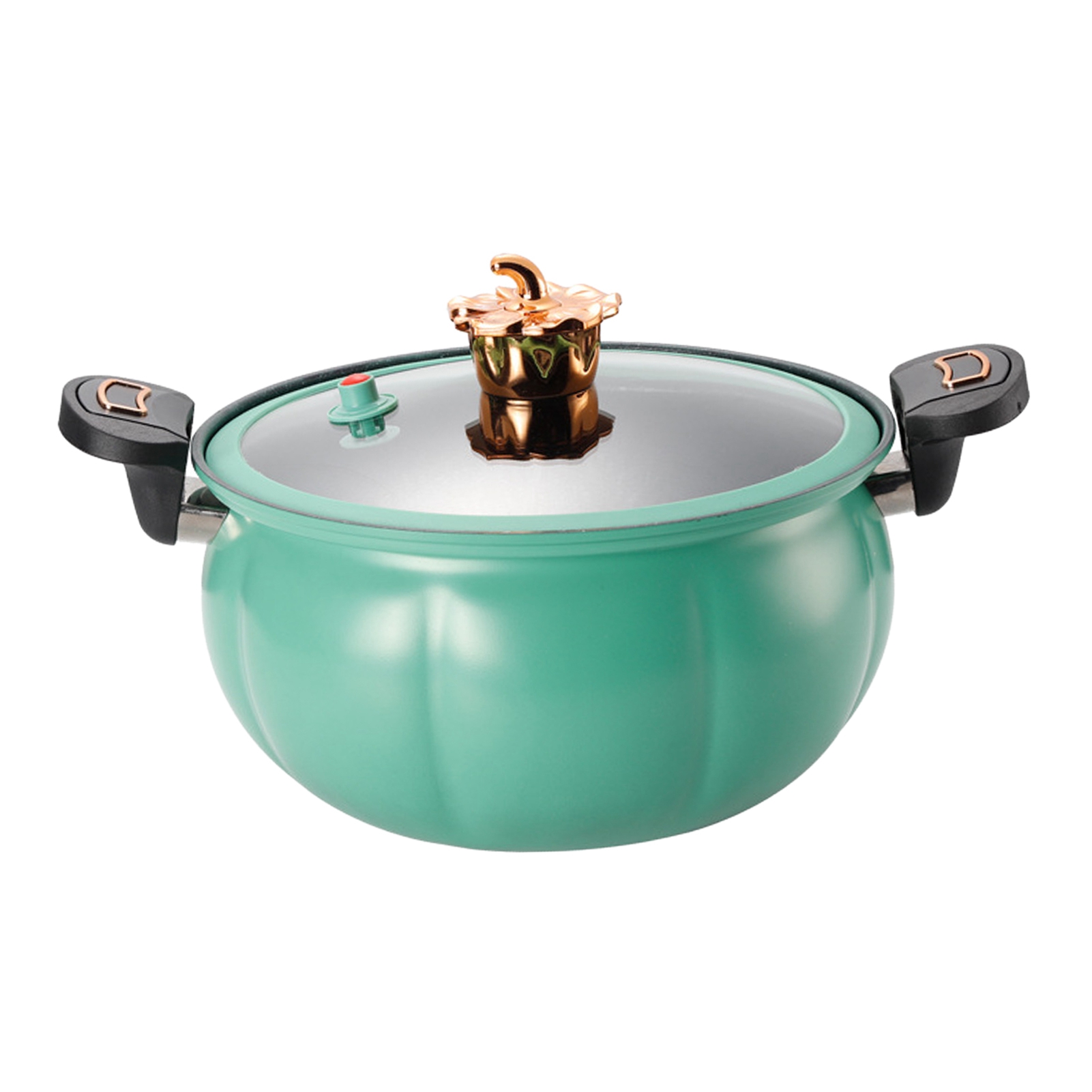 Kürbisförmiger Schnellkochtopf, Ein Neues Und Beliebtes Modell Für Den Hausgebrauch, Ideal Für Suppen, Eintöpfe Und Gasherde. 28 Cm, Grün.