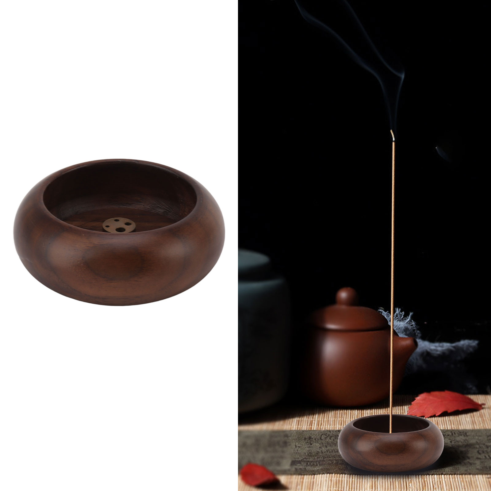Räuchergefäß Aus Massivholz, Räuchergefäßhalter Aus Reinem Kupfer Mit Mehreren Löchern, Miniatur-räucherstäbchen, Kleines Räuchergefäß Für Büro Oder Zuhause, Aromatherapie-räuchergefäß C