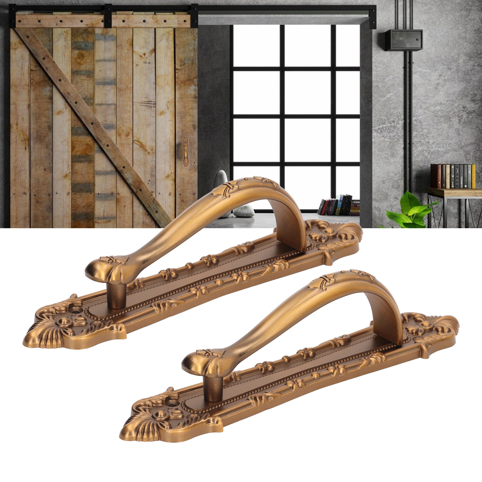 Zwei Sets Robuster Amerikanischer Scheunentürgriffe Zu Verkaufen, Türgriffe Aus Holz, Innentürgriffe, Haustürgriffe, Große, Antike Bronze-aufputzgriffe