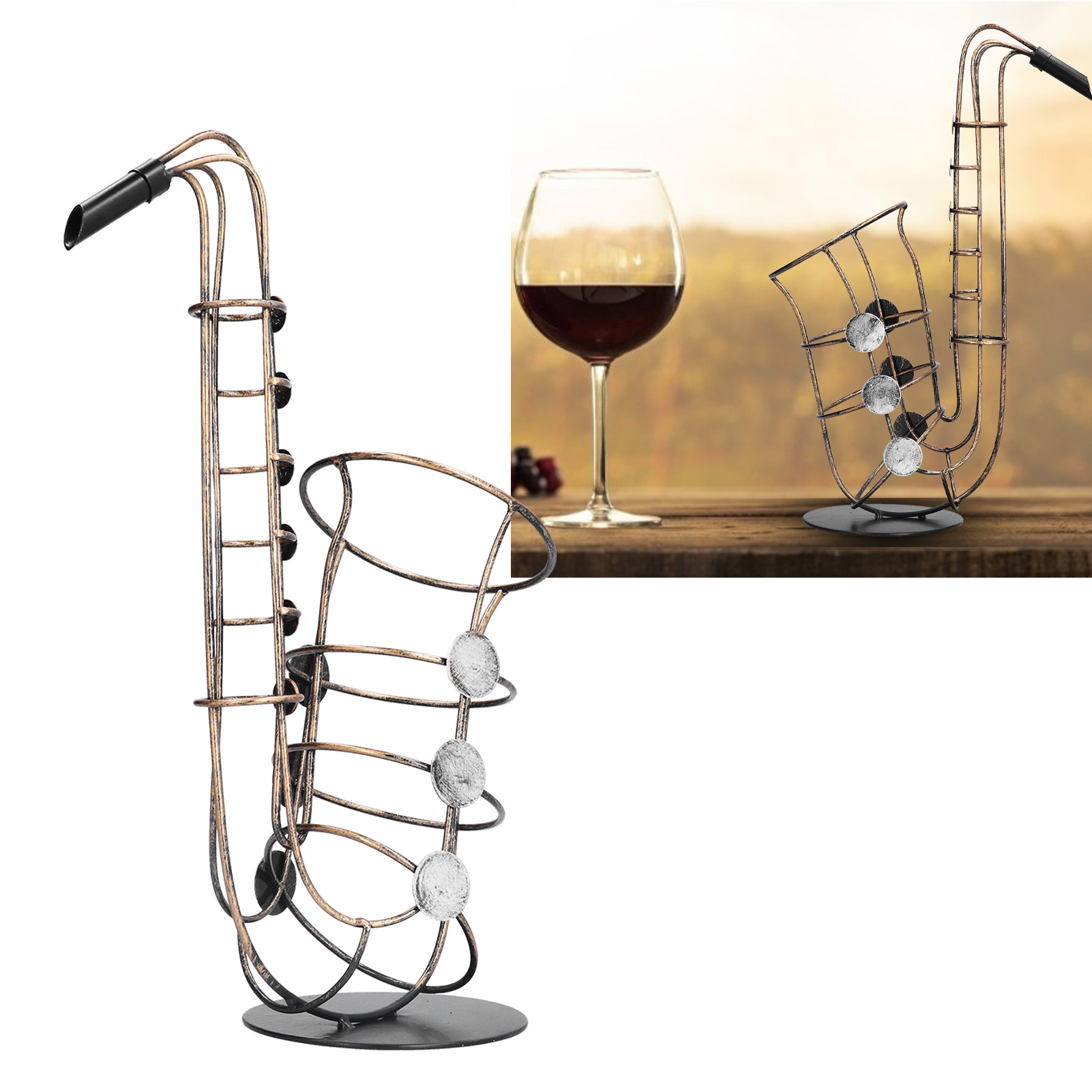 Metallflaschenhalter Mit Saxophonfigur, Praktischer Flaschenhalter, Kleine Handgefertigte Figur, Wohnaccessoire