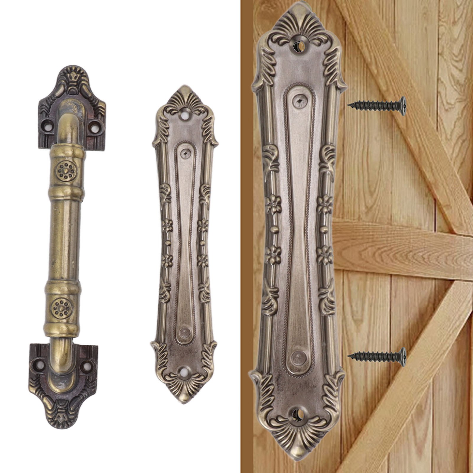 Einfach Zu Montierender Schiebetürgriff Im Amerikanischen Stil, Doppelseitiges Design, Großer Aufputzgriff Für Schiebetüren, 9861 Antikbronze.