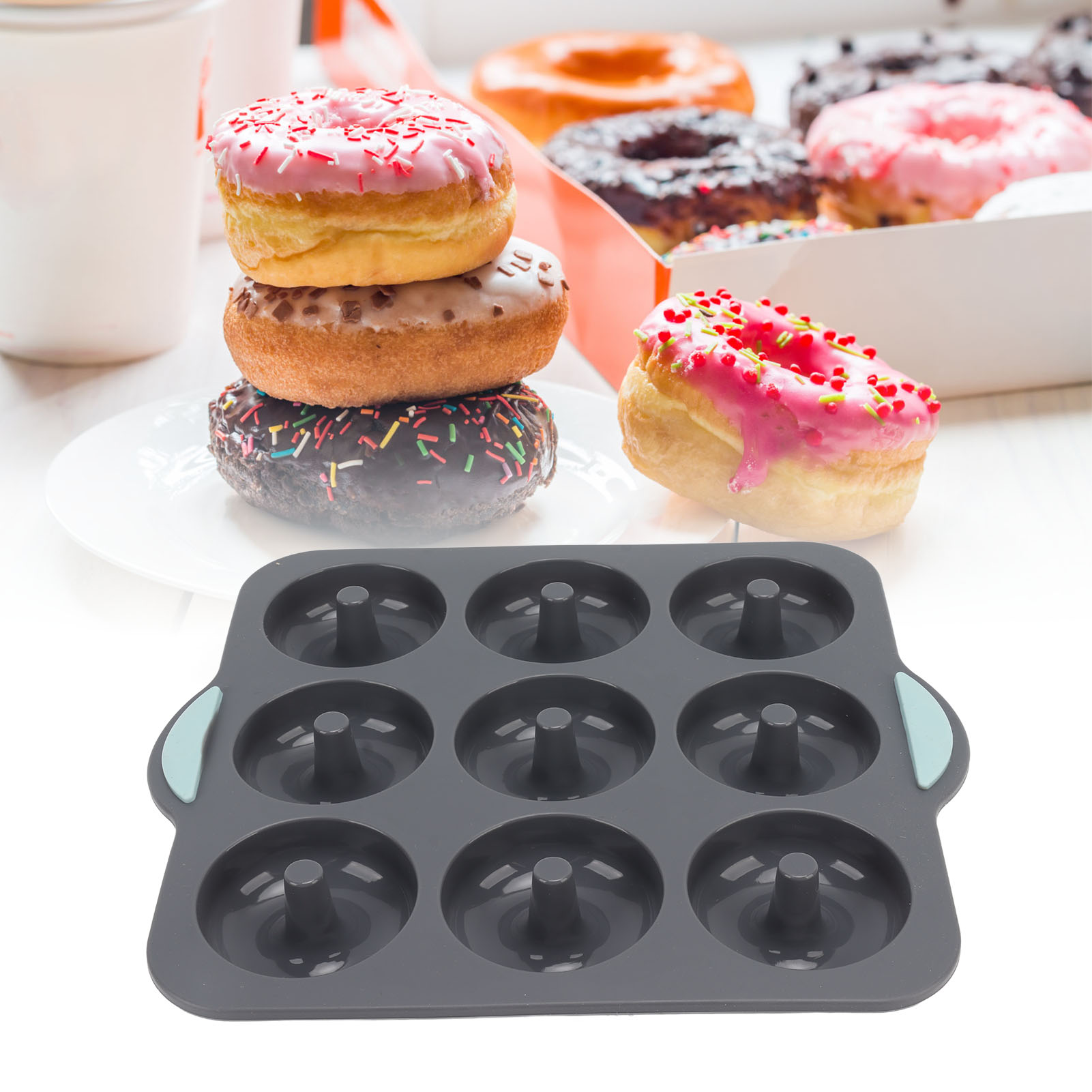 Silikon-donutform, Diy-backwerkzeug, Ofenkuchenform, Dunkelgrau.