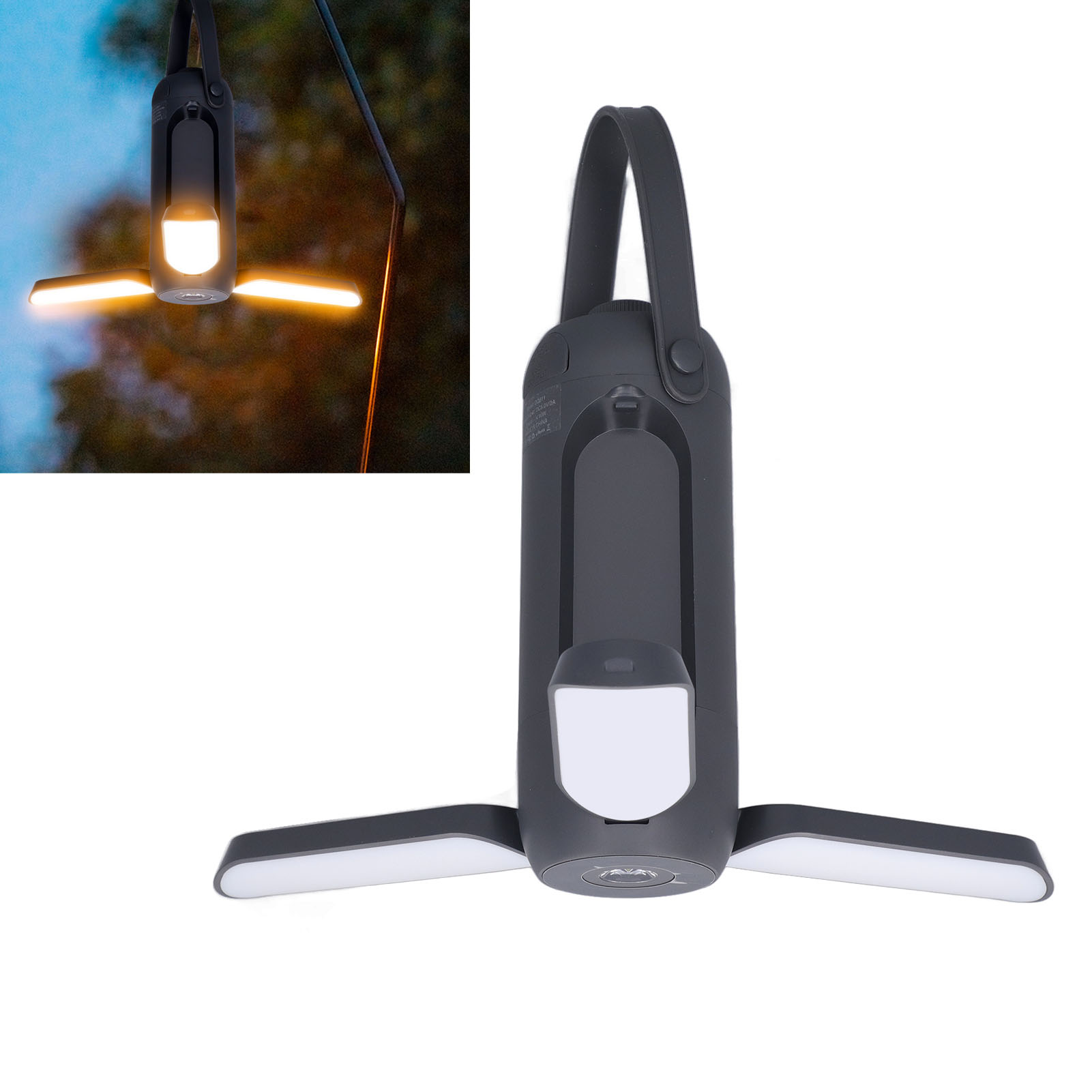 Wiederaufladbare Campinglampe (10.000 Mah), Notleuchte Bei Stromausfall, Zeltlampe, Wanderlampe, Notfall-reiselampe Bei Hurrikanen – Dunkelgrau
