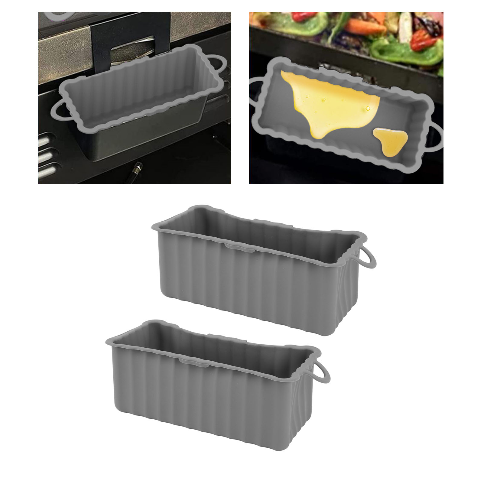 Blackstone Silikon-fettauffangschale Für Grills, Blackstone Fettauffangschale Für Backöfen, Quadratische Fettauffangschale, Grau
