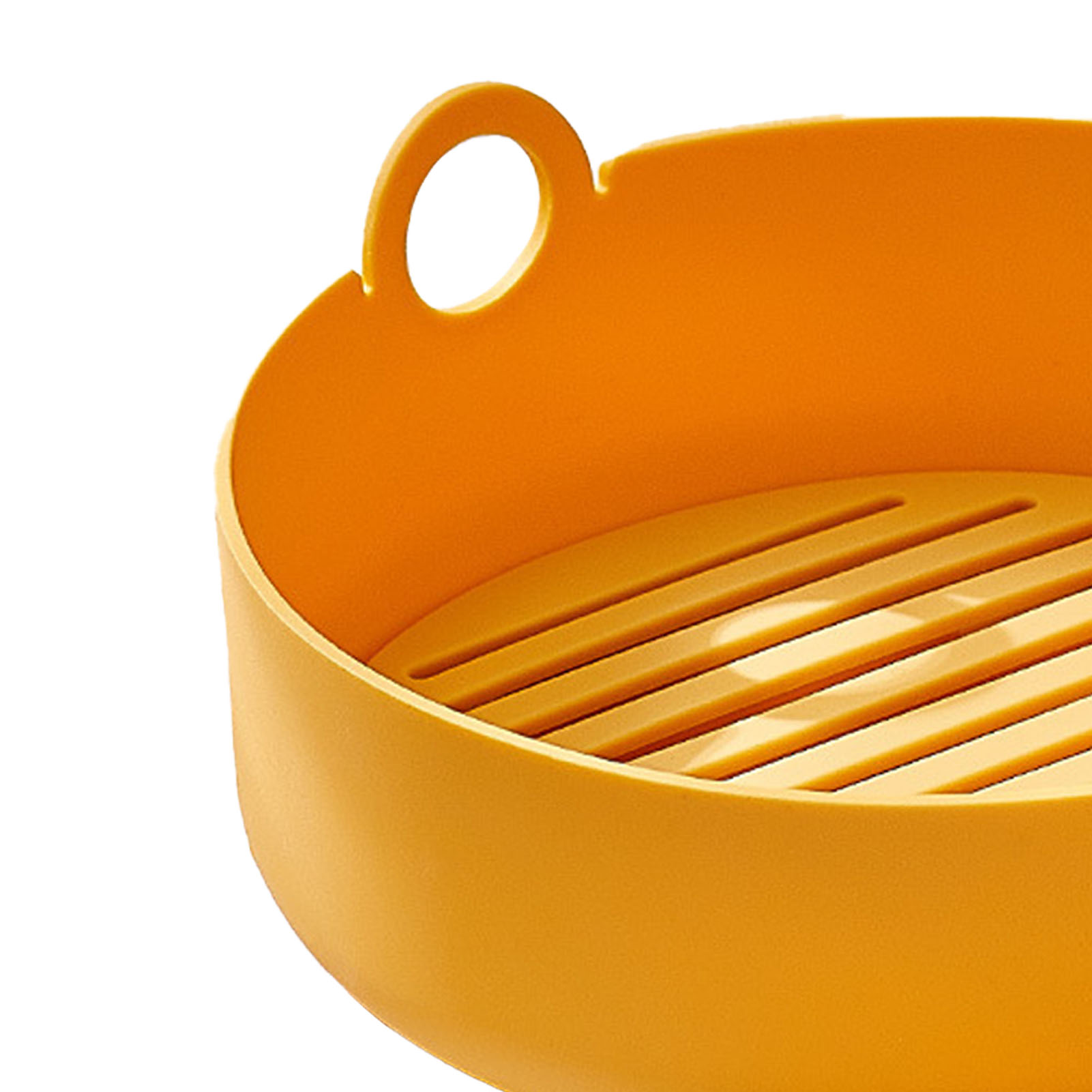 Dicke Silikonschüssel Für Heißluftfritteuse, Hitzebeständige Matte, Backblech, Rundes Ofenbackutensil, Gelb