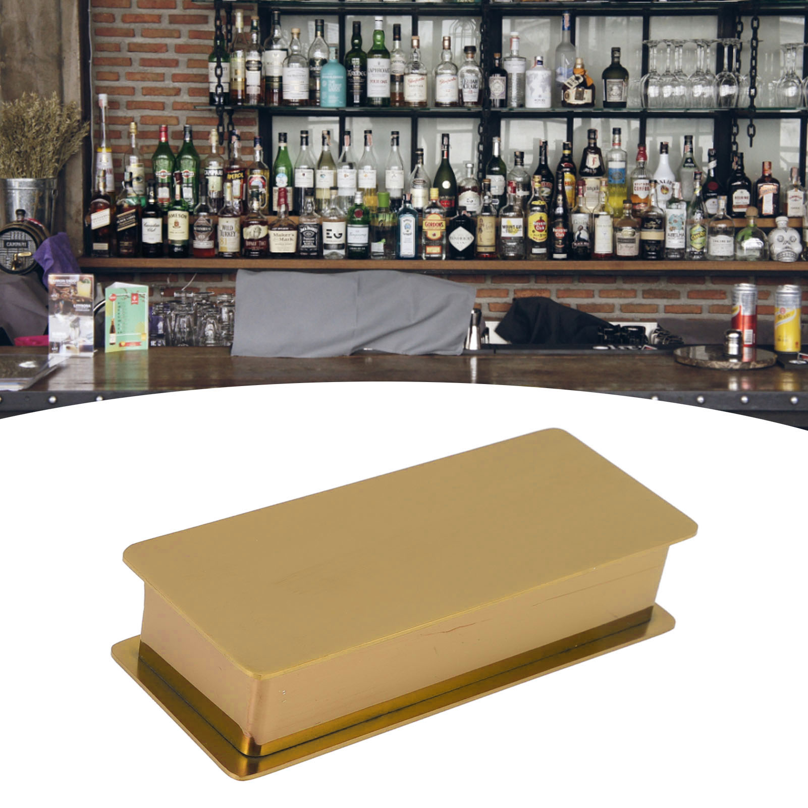 Rechteckiger Zahnstocherhalter Aus Edelstahl Ohne Löcher, Goldfarben.