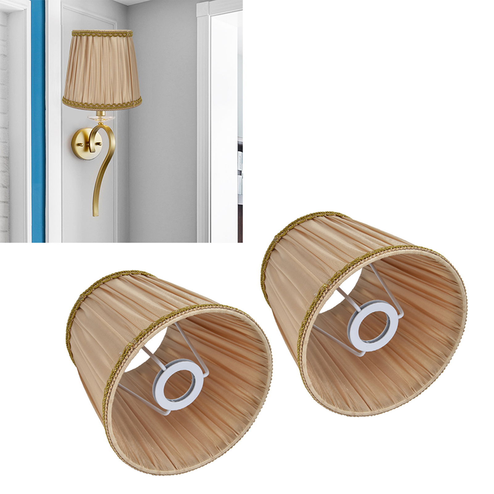 Lampenschirm Aus Stoff, Europäischer Minimalistischer Stil, Goldplissiertes Design, Geeignet Für Lampen Mit E14-fassung, Stehlampen, Tischlampen, Pendelleuchten Und Wandleuchten.