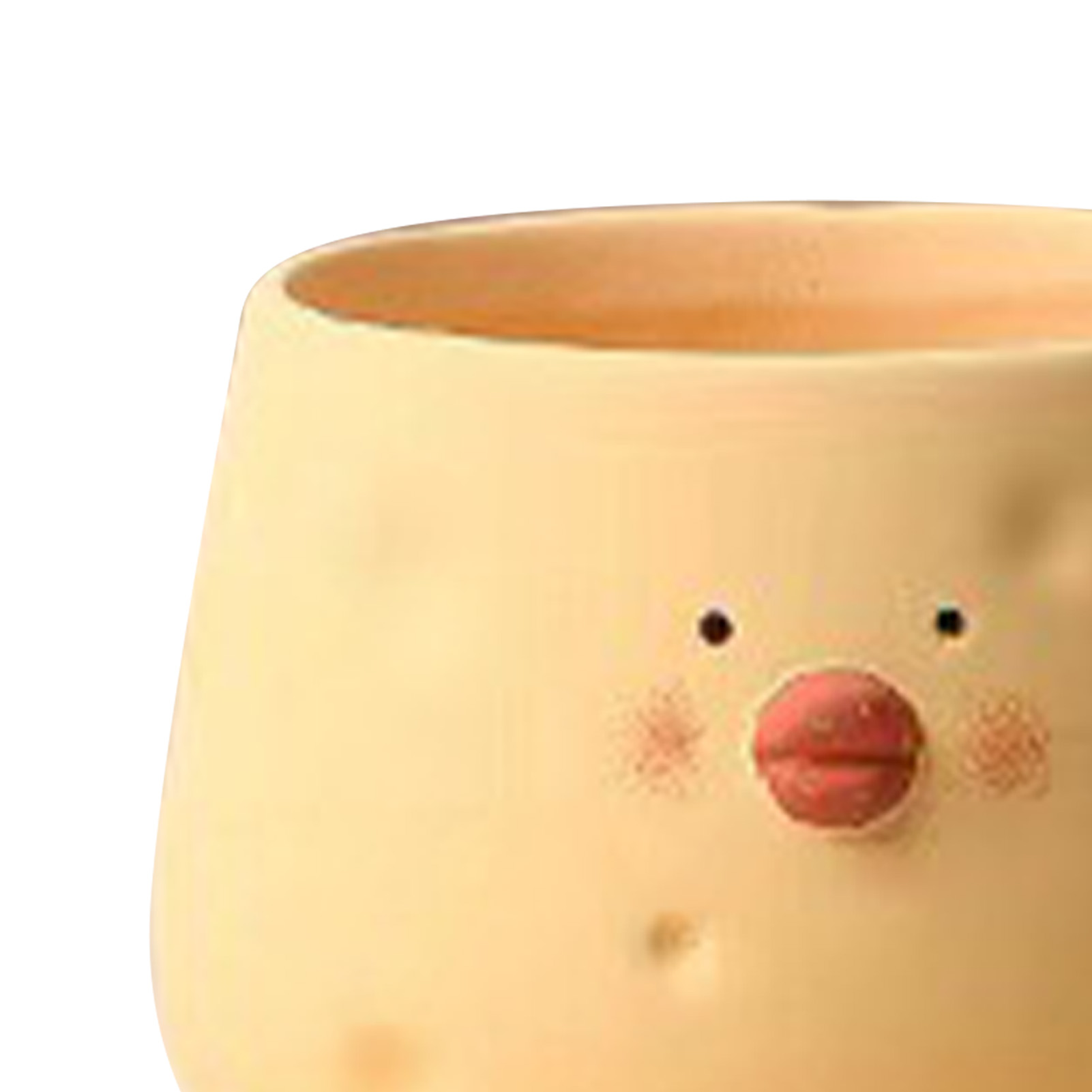 Keramik-blumentopf Für Sukkulenten, Schalenförmig, Mit Einem Niedlichen, Handgezeichneten Gelben Küken. Ideal Für Drinnen Und Draußen.