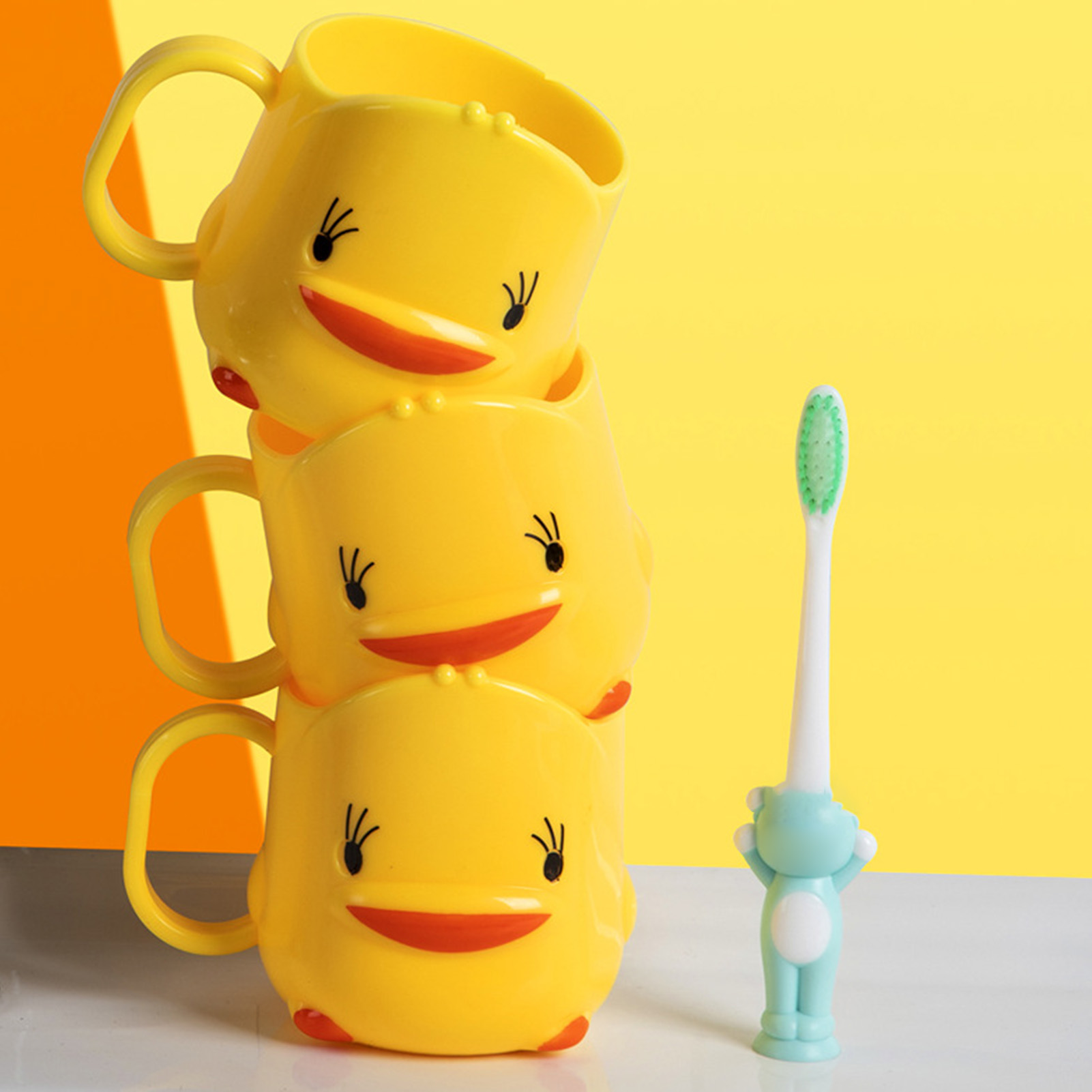 Dickwandiger Mundwasserbecher In Form Einer Niedlichen Kleinen Gelben Ente, Kreativer Cartoon-wasserbecher Für Kinder, Zahnbürstenbecher, Waschbecher, Kreatives Geschenk.