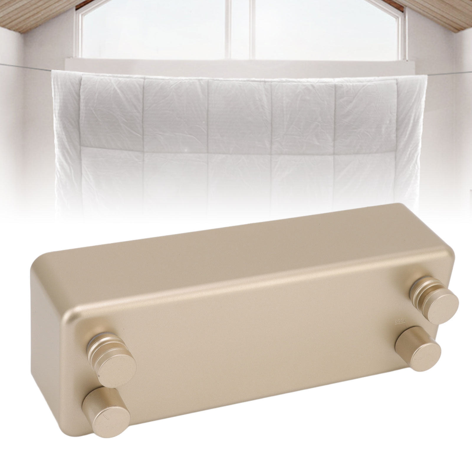 4,2 Meter Lange, Einziehbare Und Verdeckte Wandwäscheleine, Doppelseil, Für Balkone Und Hotelbäder, Aus Dickem Edelstahldraht, Goldfarben.