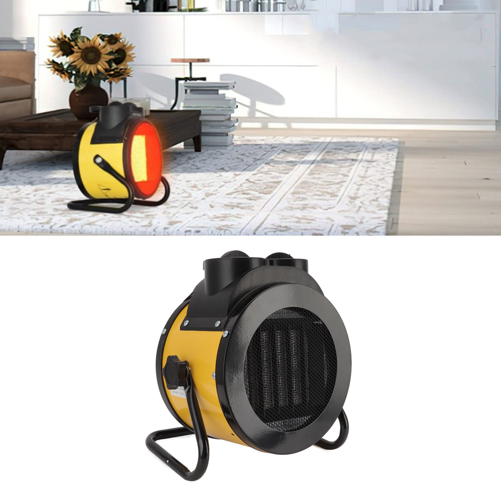 Elektrische Außenheizung Für Den Privaten Und Gewerblichen Gebrauch – Gewächshausventilator, Tragbare Heizheizung, Europäischer Standard 220 V, 2000 W, Gelb
