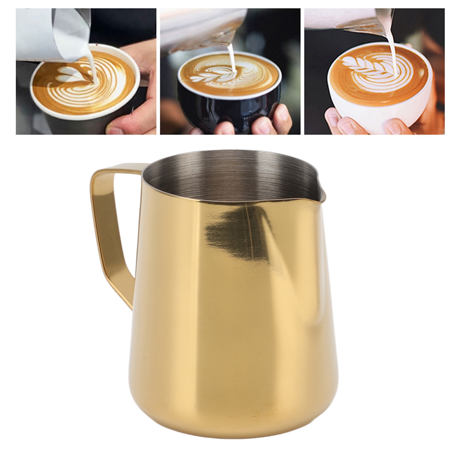Latte-art-becher, Italienischer Latte-art-becher, Kännchen Mit Spitzem Ausguss Für Latte Art, 900 Ml, Gold