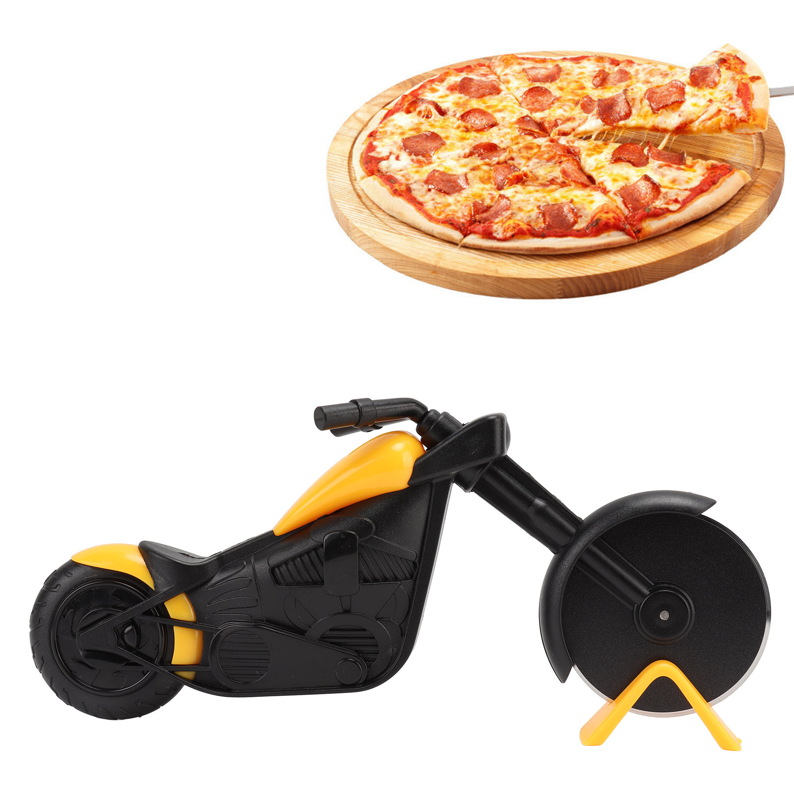 Motorrad-pizzaschneider, Pizzaroller, Küchenutensil Für Pizza Und Gebäck, Gelb.