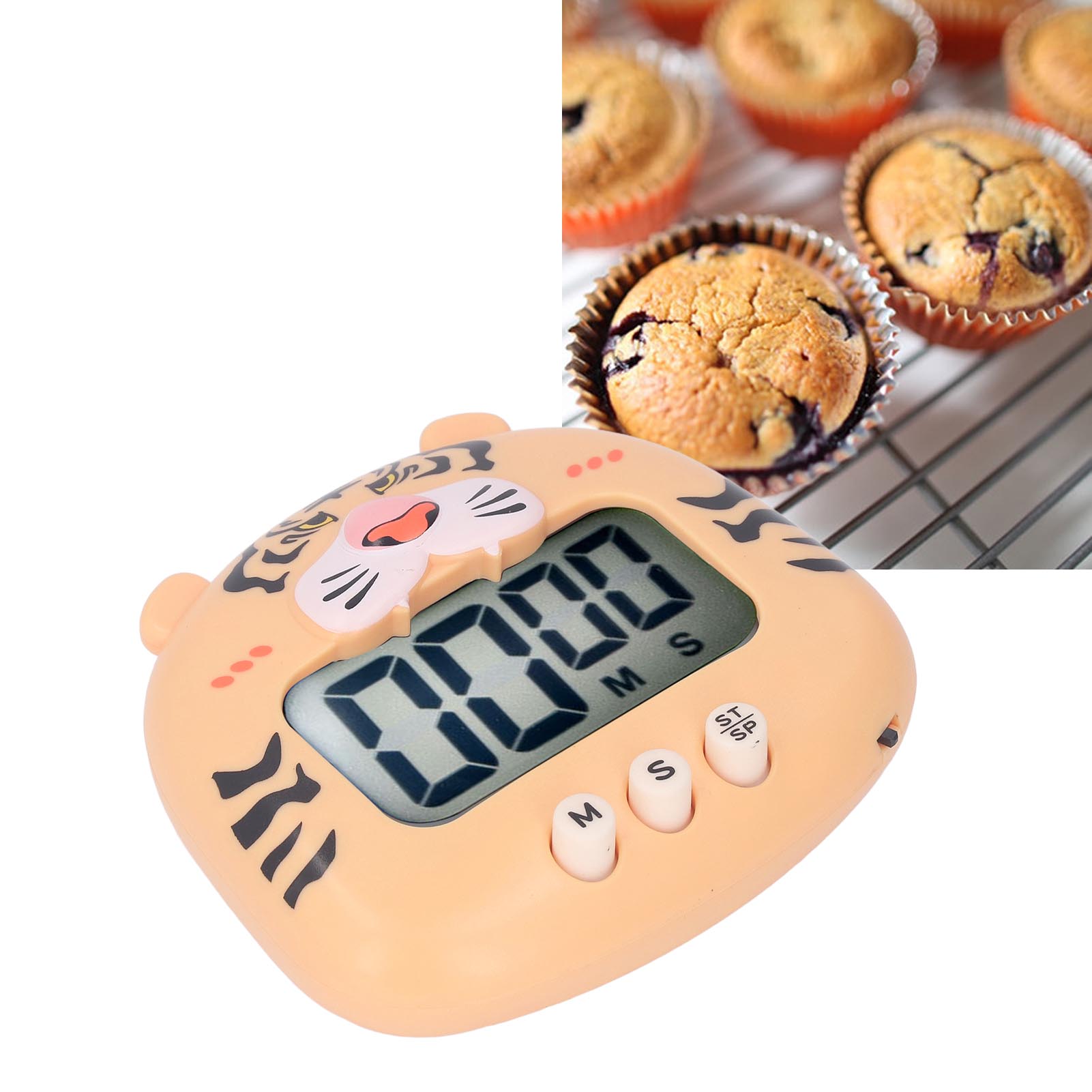 Elektronischer Timer, Ofentimer In Form Eines Comic-tieres, Tiger, Gelb