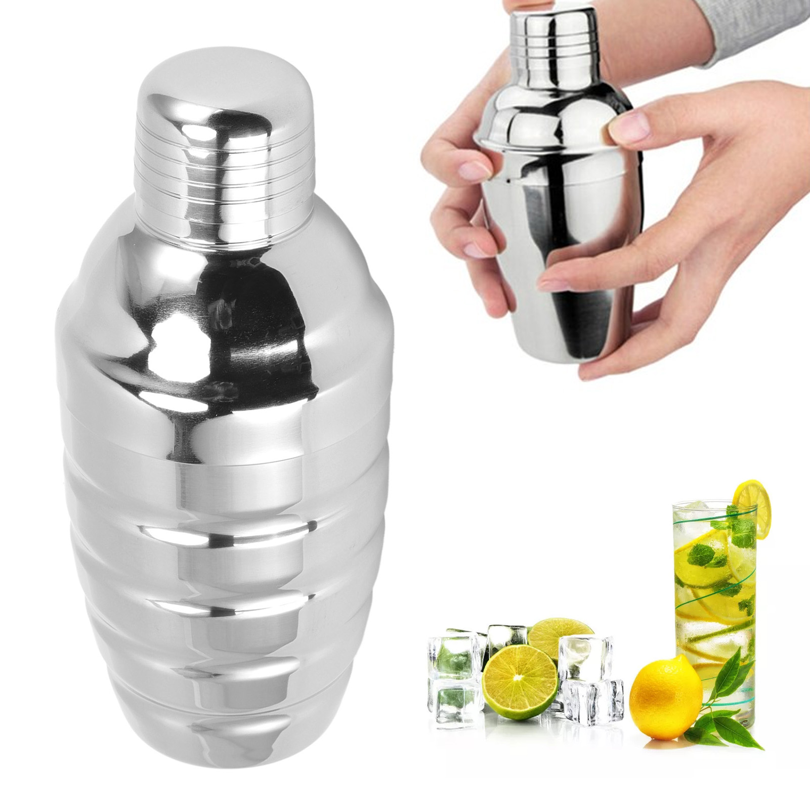 Cocktailmixer Aus Strukturiertem Edelstahl, Schraubverschluss, 700 Ml
