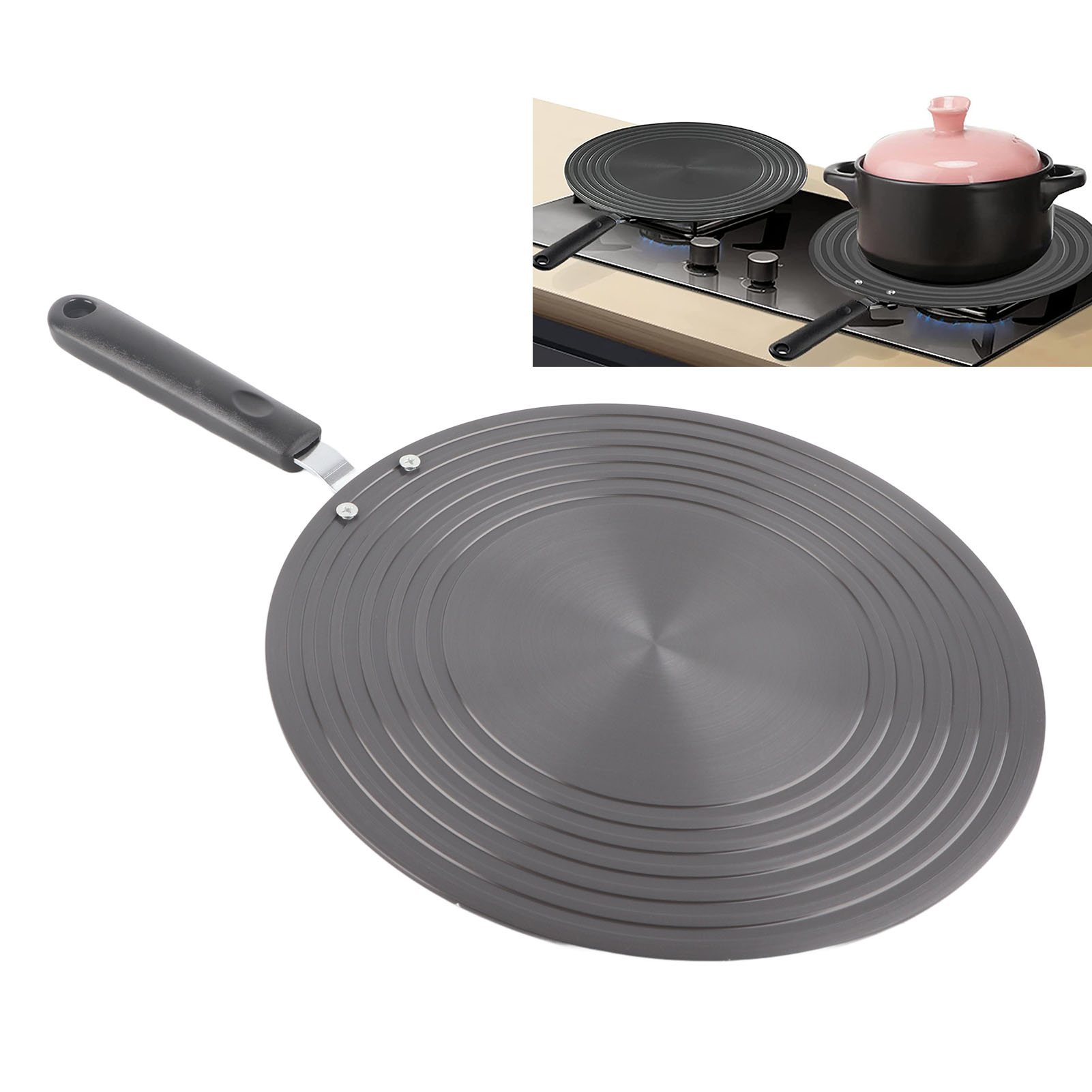Wärmeleitplatte Für Gaskochfelder, Hitzebeständige Kochplatte Mit Griff, Auftauplatte Für Induktionskochfelder, 24 Cm