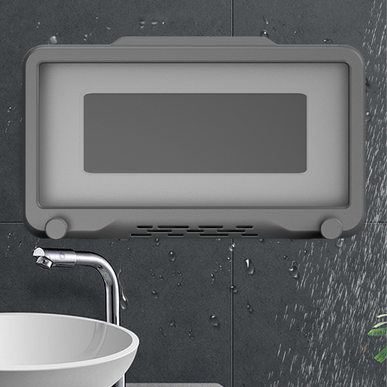 Neuer Drehbarer Handyhalter, Kein Bohren Erforderlich, Wasserdicht Für Die Verwendung In Bad Und Dusche (grau)