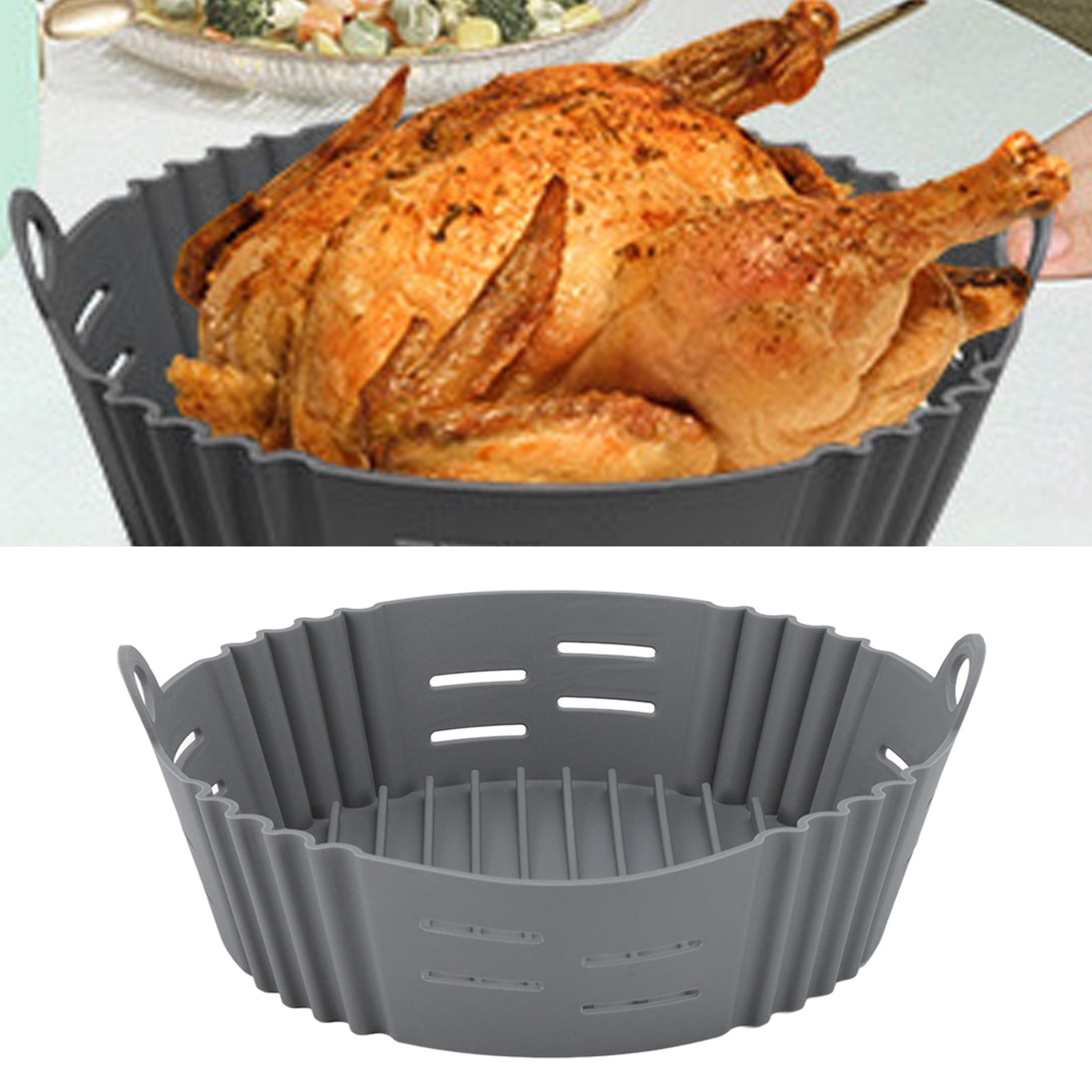 Silikon-kochplatte Für Heißluftfritteusen, Hitzebeständig, Grau