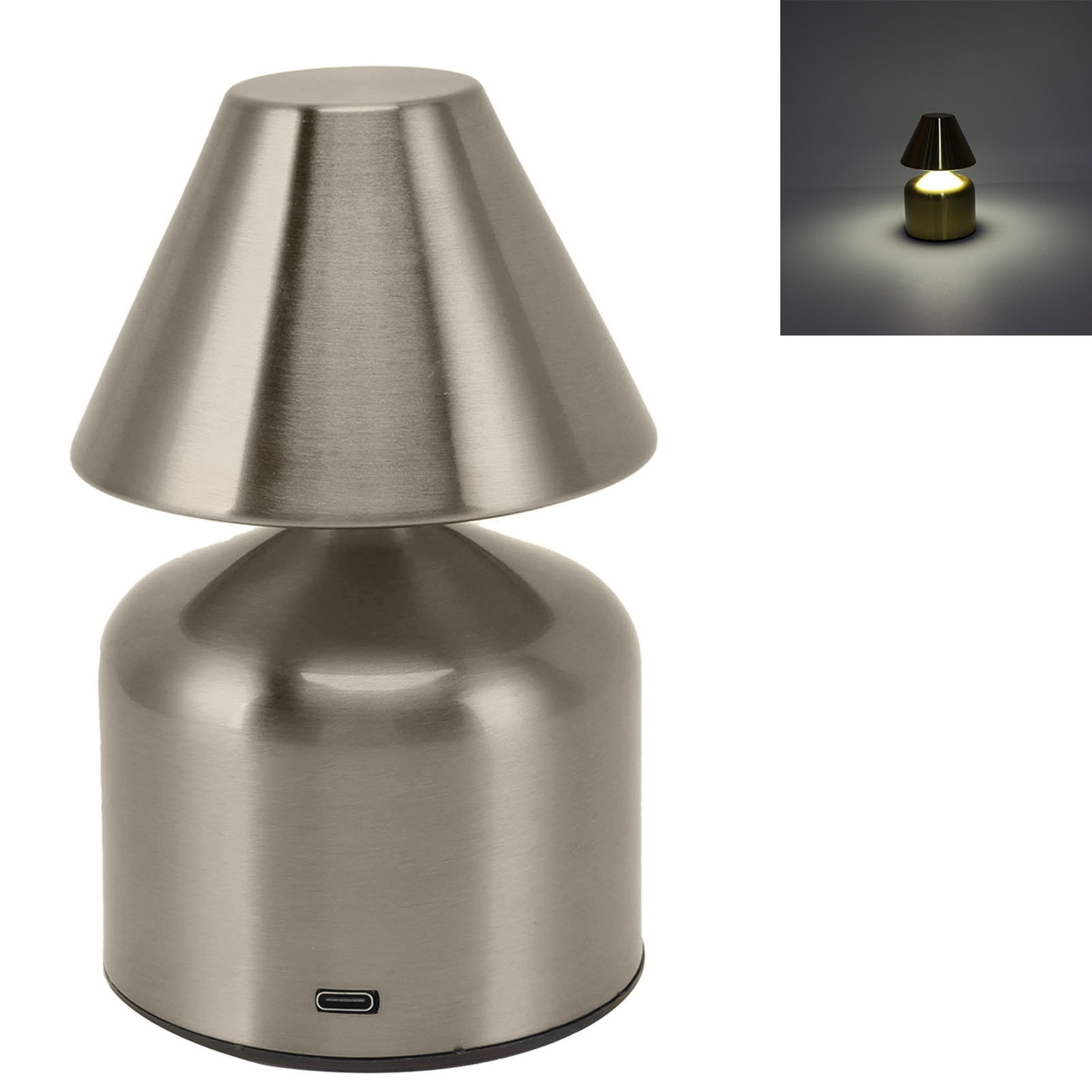 Tragbare, Kabellose Tischleuchte Mit Touch-funktion Und Farbwechsel (3 Farben), Wiederaufladbar, Ideal Für Schlafzimmer, Nachttische, Bars Und Esstische. Farbe: Silber.