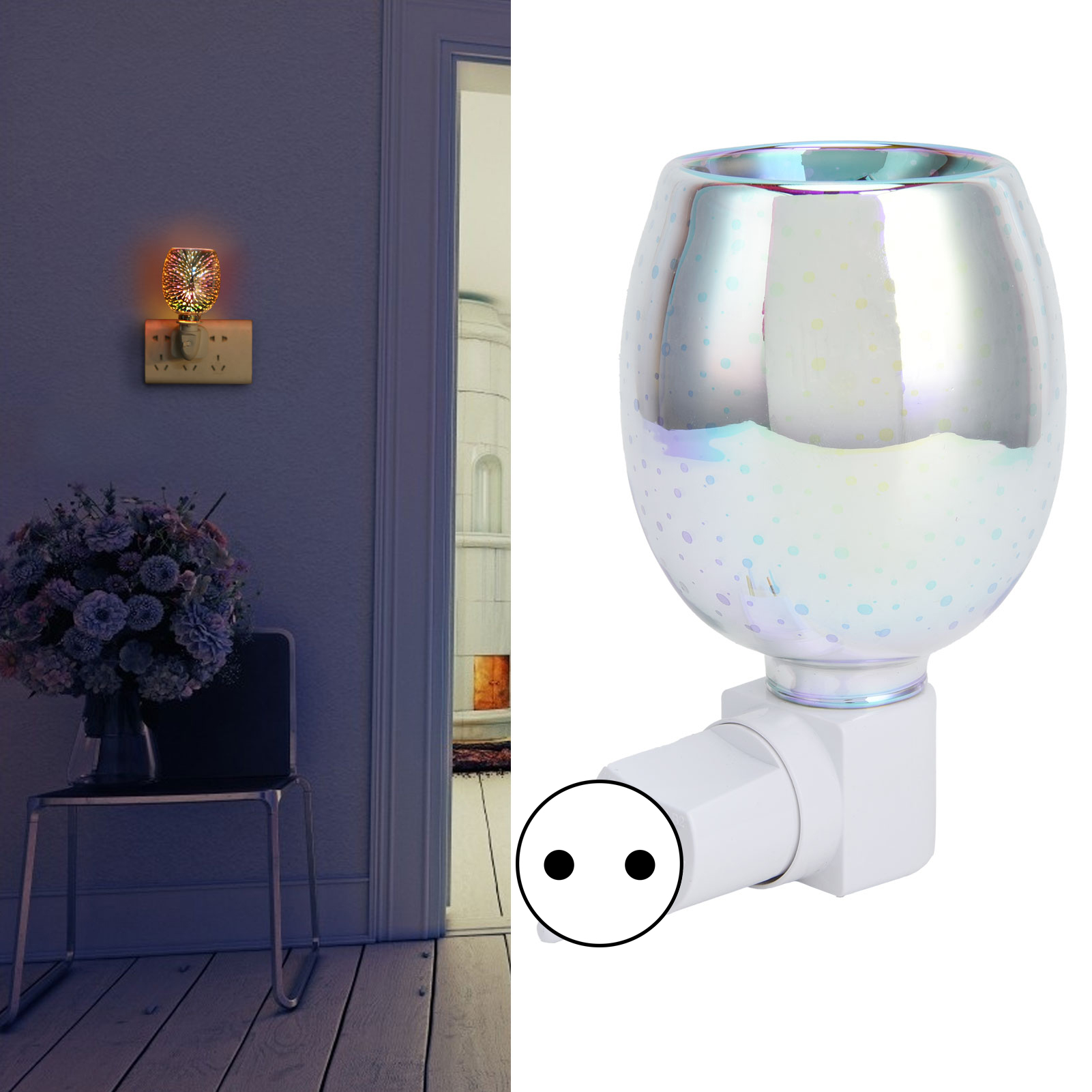 Rauchfreie 3d-wachslampe, Aromatherapie-lampe, Elektrischer Rauchfreier Wachsbrenner, Ovales Nachtlicht Zum Einstecken, Ideal Für Zuhause, Schlafzimmer, Wohnzimmer, Als Geschenk Oder Dekoration, Warme