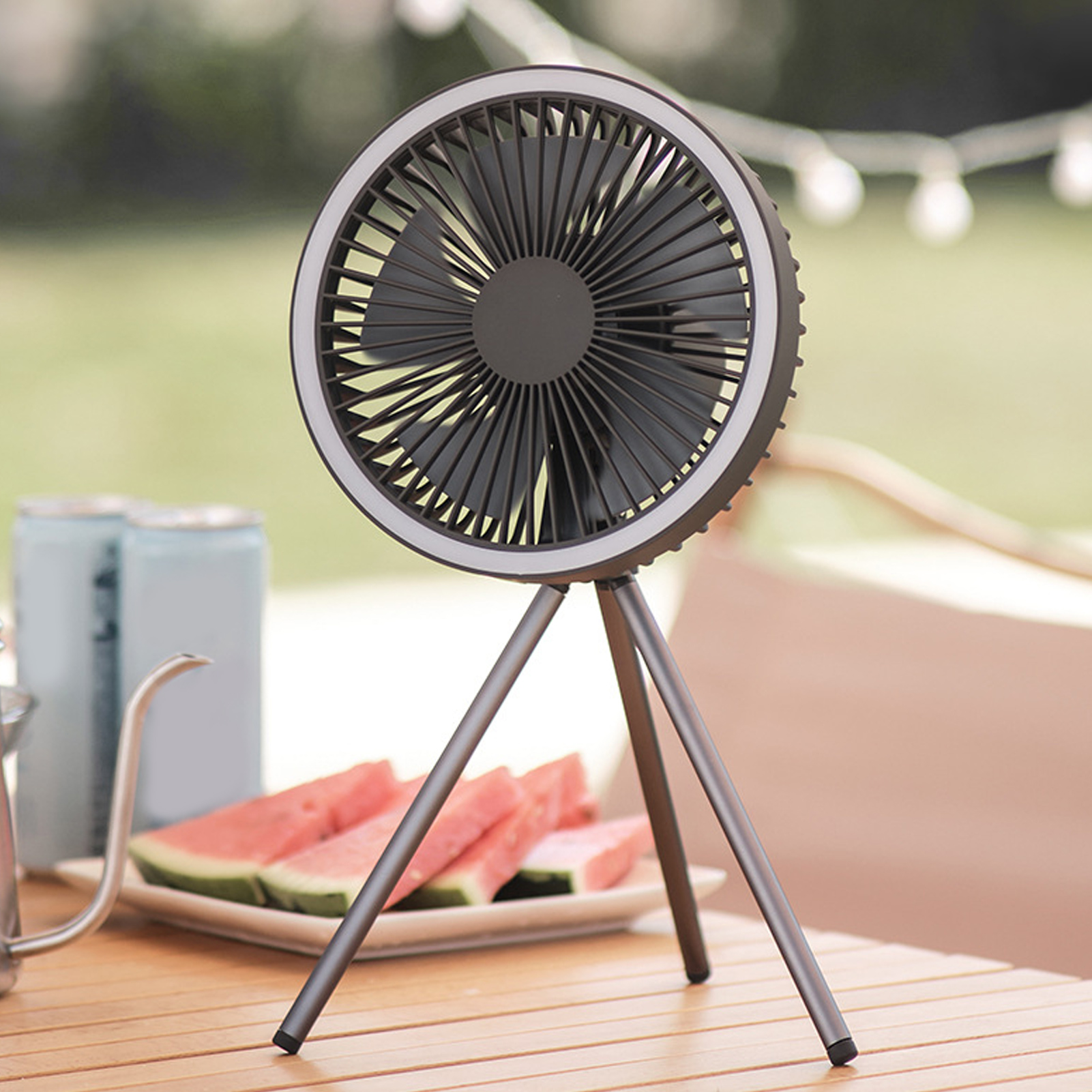 Wiederaufladbarer Campingventilator Mit 10.000 Mah Kapazität, Led-licht, Stativ Und Haken, Tragbarer Outdoor-ventilator