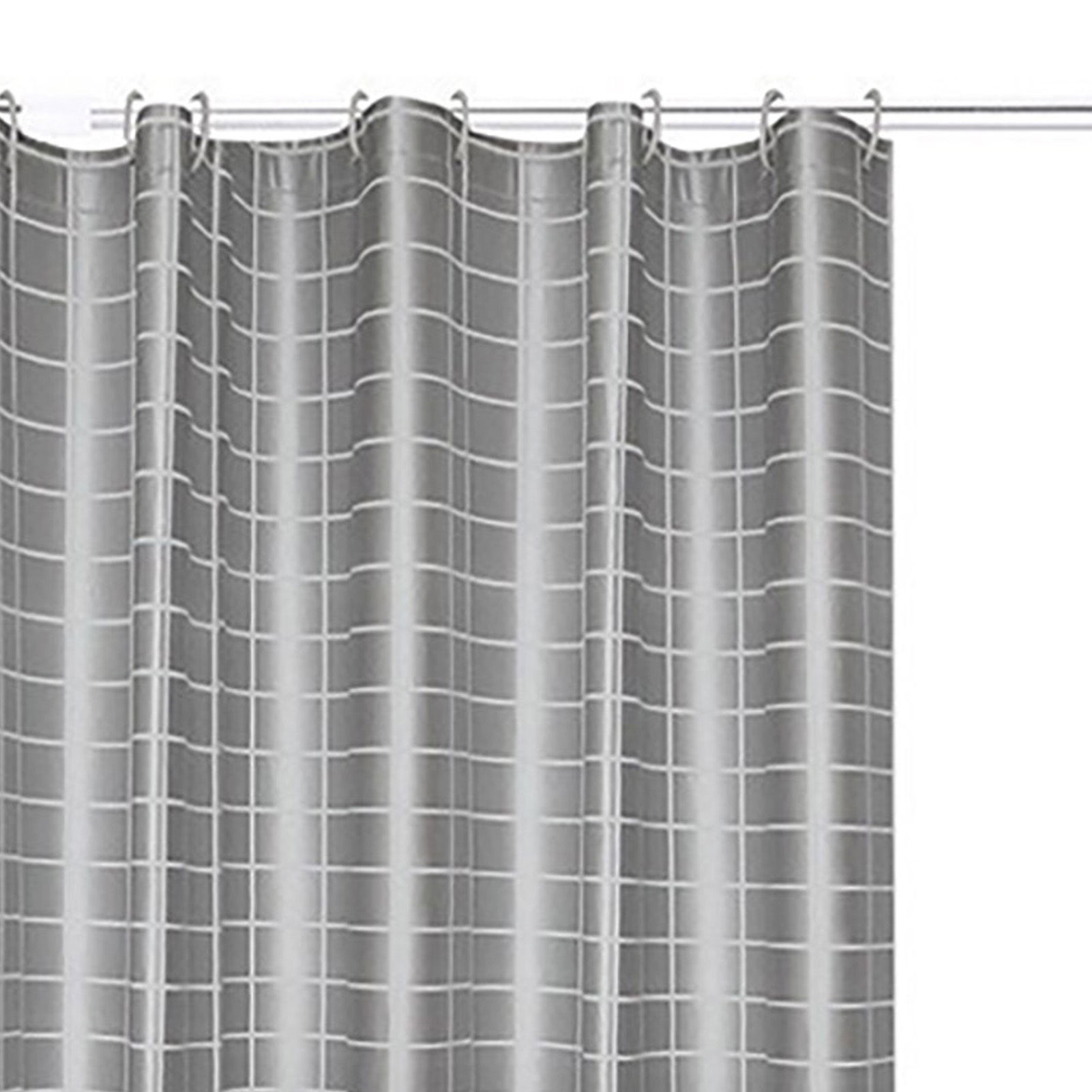 Wasserdichter Duschvorhang 180 X 180 Cm Mit Edelstahlschlaufe, Aus Grauem, Gitterförmigem Peva, Für Öffentliche Badezimmer, Studentenwohnheime Und Toiletten, Mit Haken.