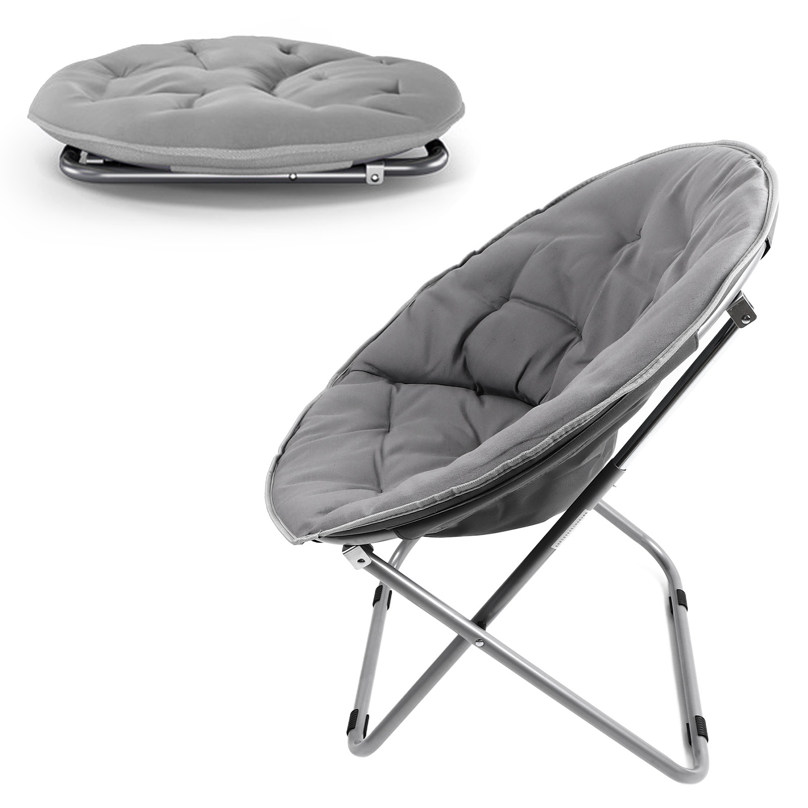 Mondstuhl – Mondstuhl Für Erwachsene Mit Grauer Rückenlehne, Entspannungsstuhl, Sofa, Liegestuhl, Klappstuhl, Strandliegestuhl