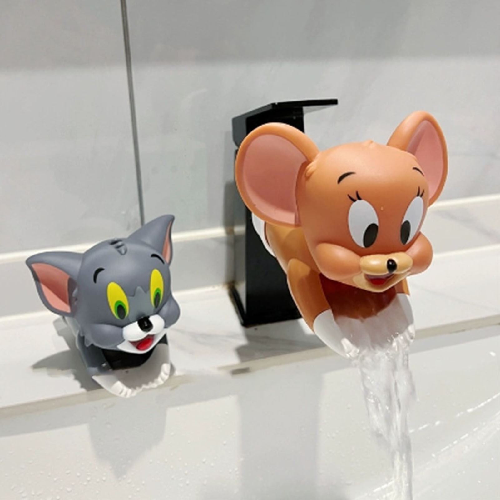 Verbesserte Baby-armaturenverlängerung, Armaturverlängerung Mit Cartoon-muster, Armaturenzubehör Für Kinderhändewaschen, Graue Katze.