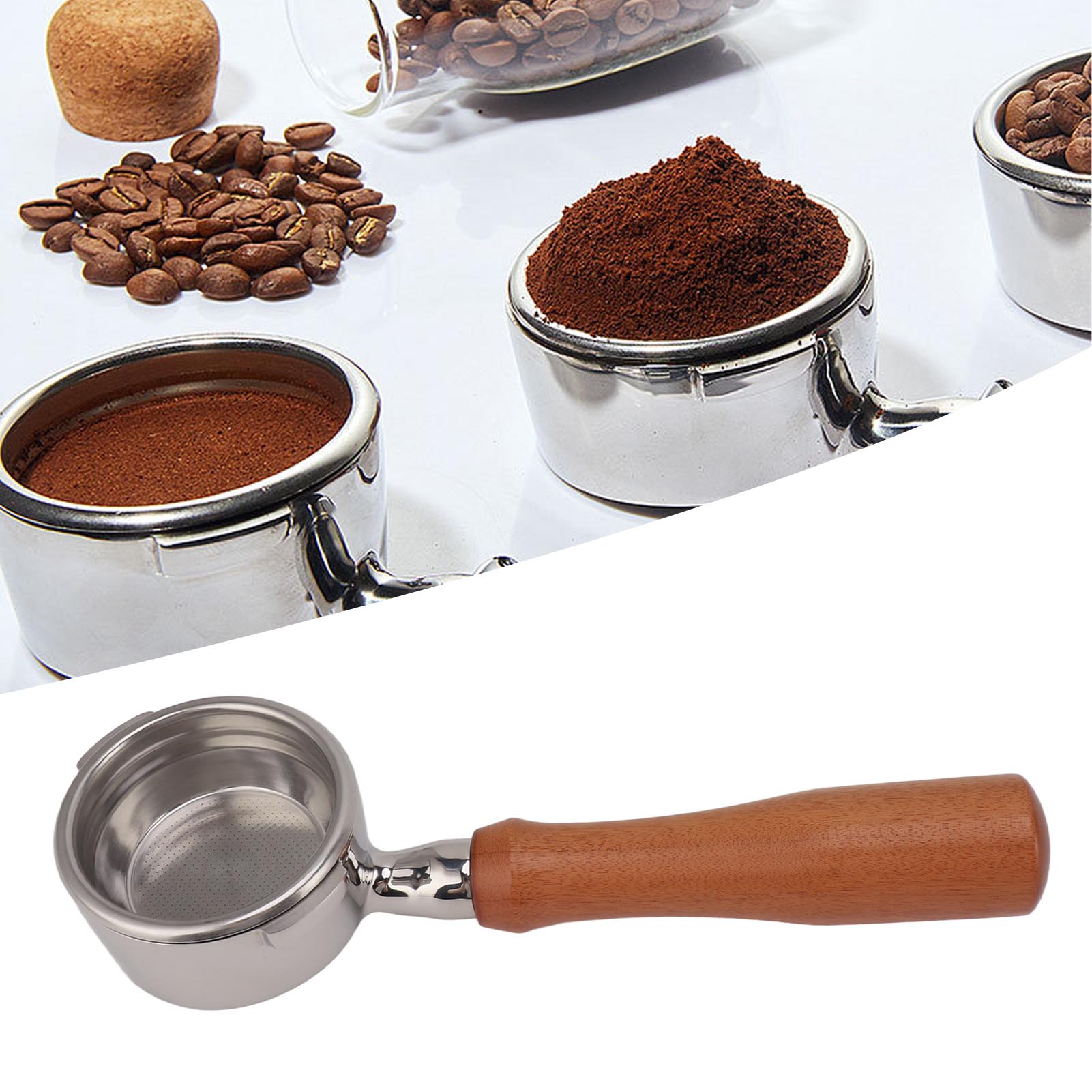 Gaggia 58mm Kaffeemaschinengriff, Doppelter Edelstahlgriff Für Espresso, Bodenlos, Modell E, Rosenholz-finish.