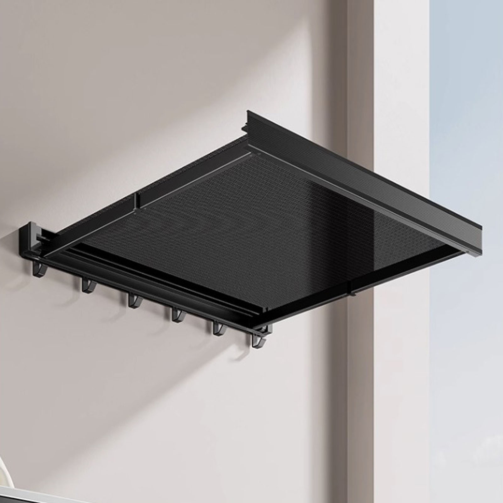 Balkon-wäscheleine, Wand-wäschesack, Pullover-trockenständer, Zusammenklappbarer Wäschekorb, Wäschenetz, Teleskop-flachnetz, Schwarz.