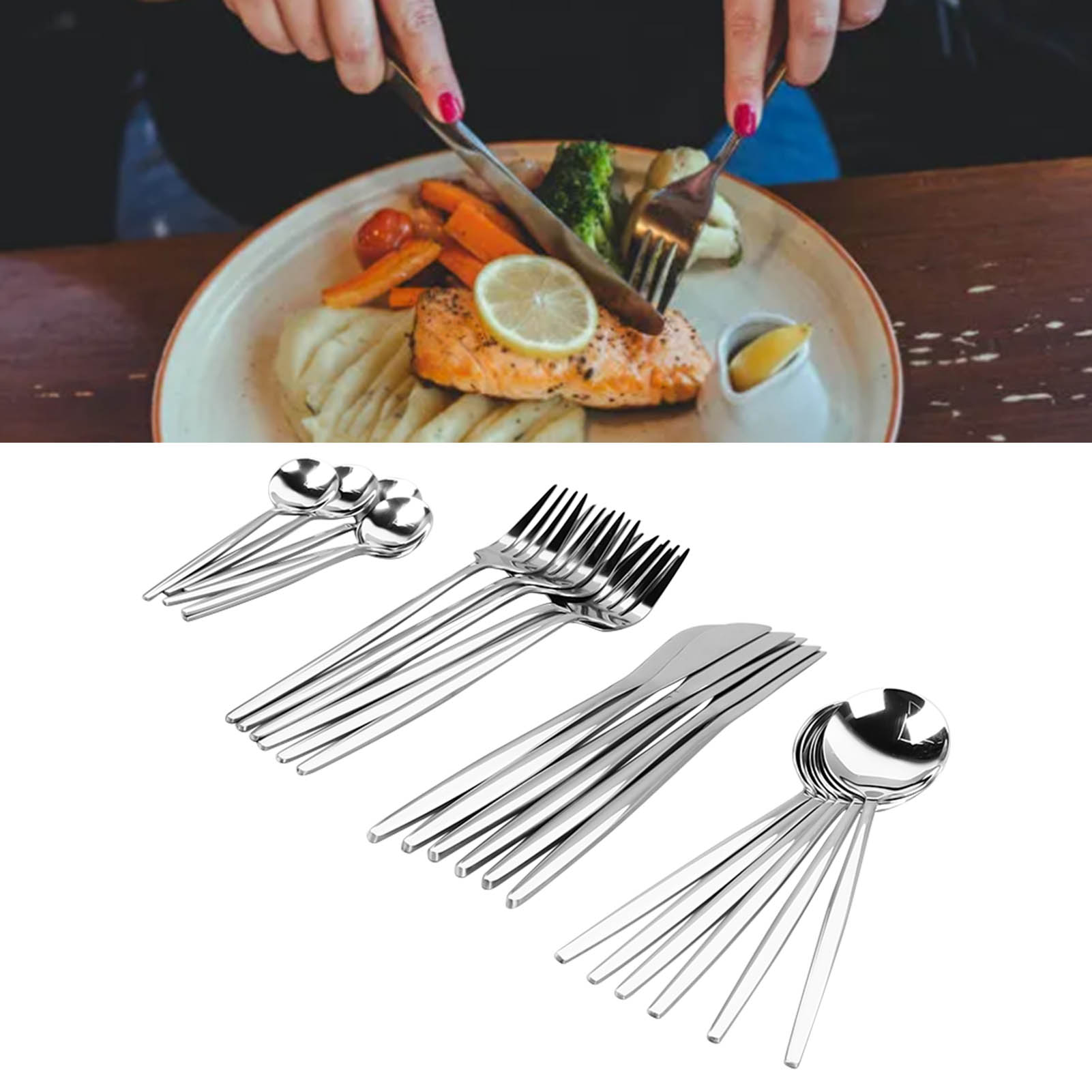 24-teiliges Edelstahl-besteckset (messer, Gabeln, Löffel)