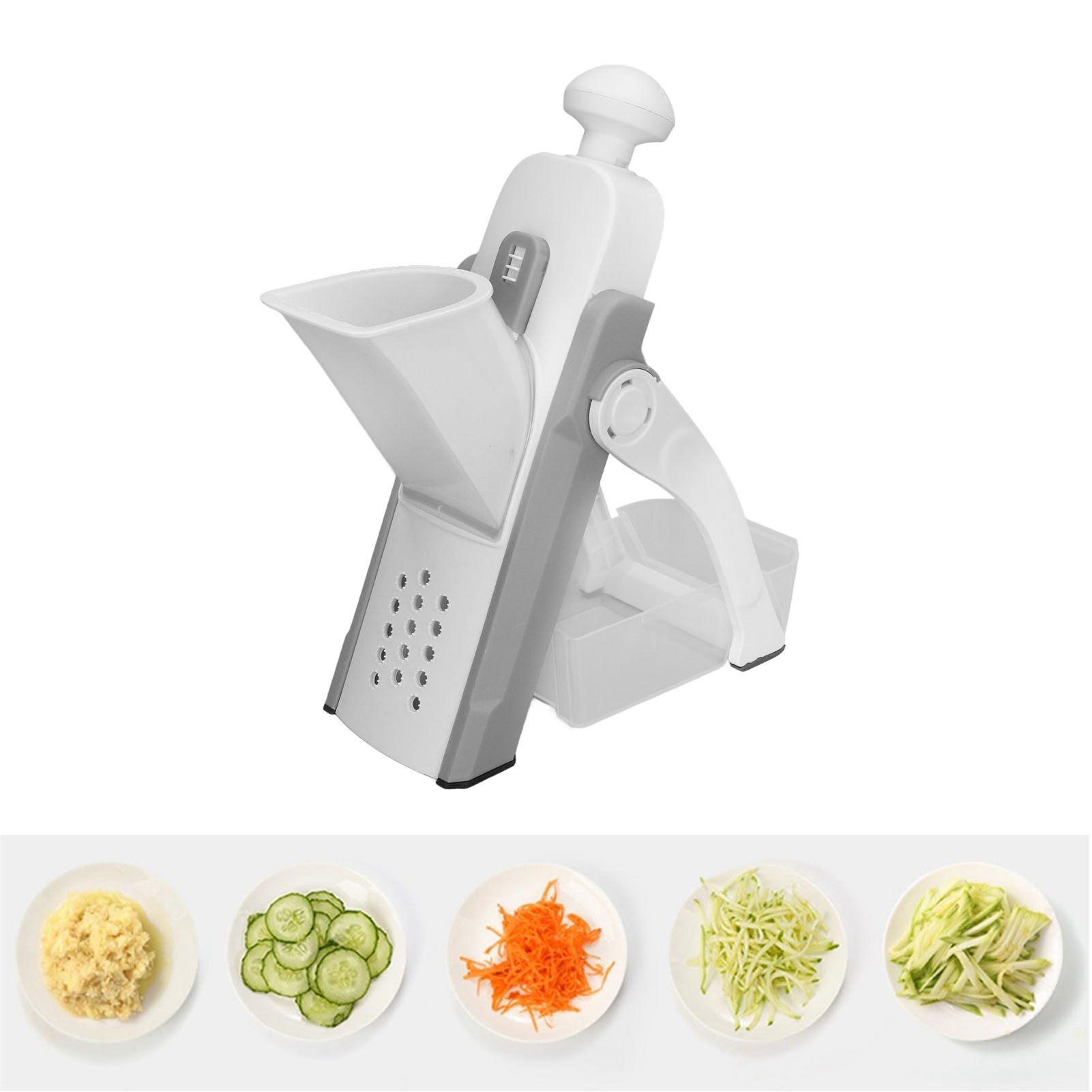 Multifunktionaler Gemüseschneider, Küchenreibe, Hobel, Kartoffelschneider Und -hobel, Grau.
