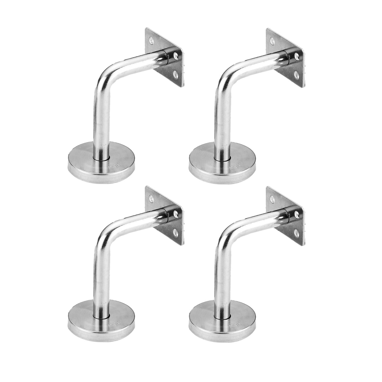 Set Aus 4 Robusten Edelstahl-wandhalterungen Für Treppengeländer, Verbindungsstücken Und Befestigungszubehör Für Geländer.