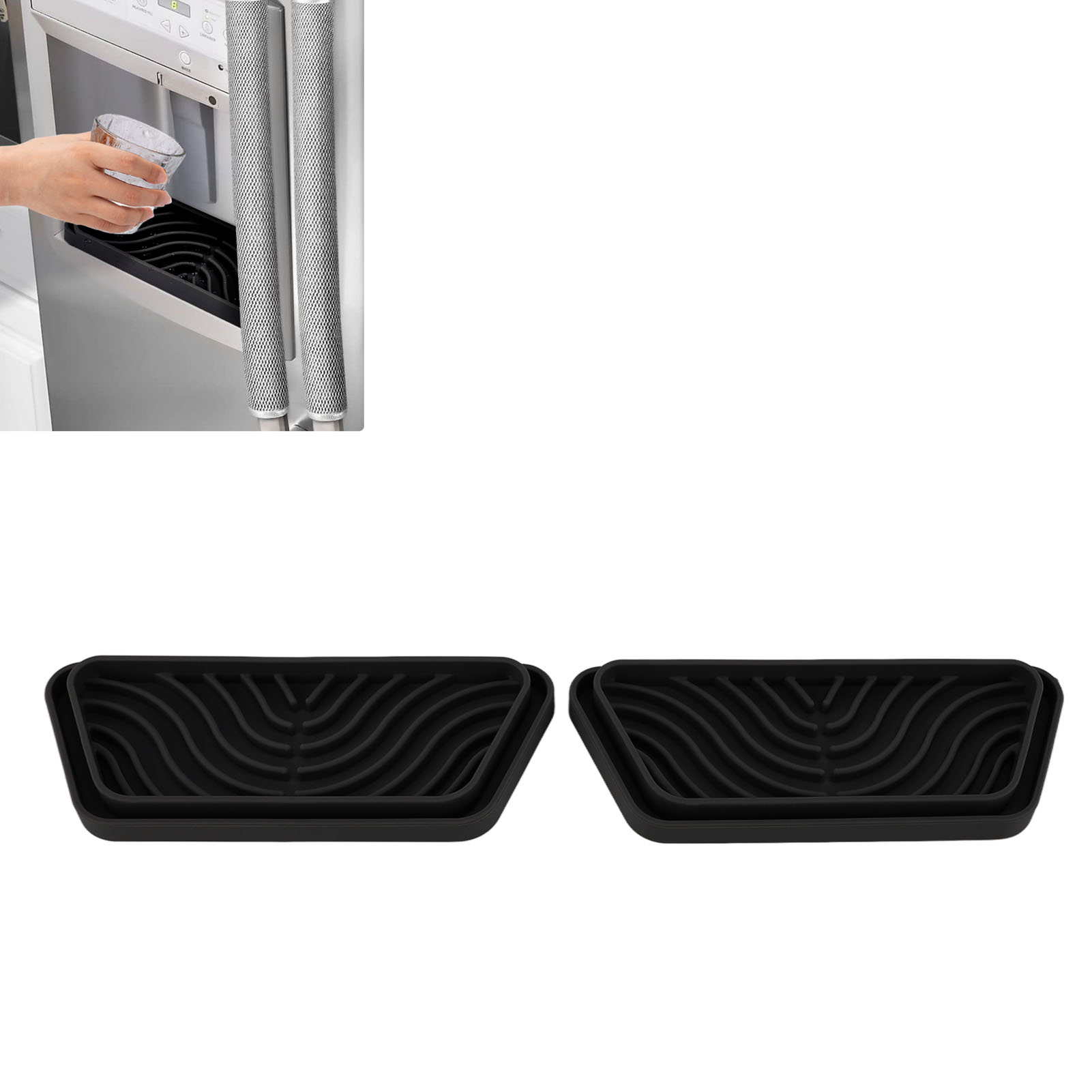 Spritzfeste Silikon-auffangschale Für Kühlschränke, Wasserspenderschale, Auffangschale Kompatibel Mit Ge- Und Samsung-kühlschränken, Schwarz.