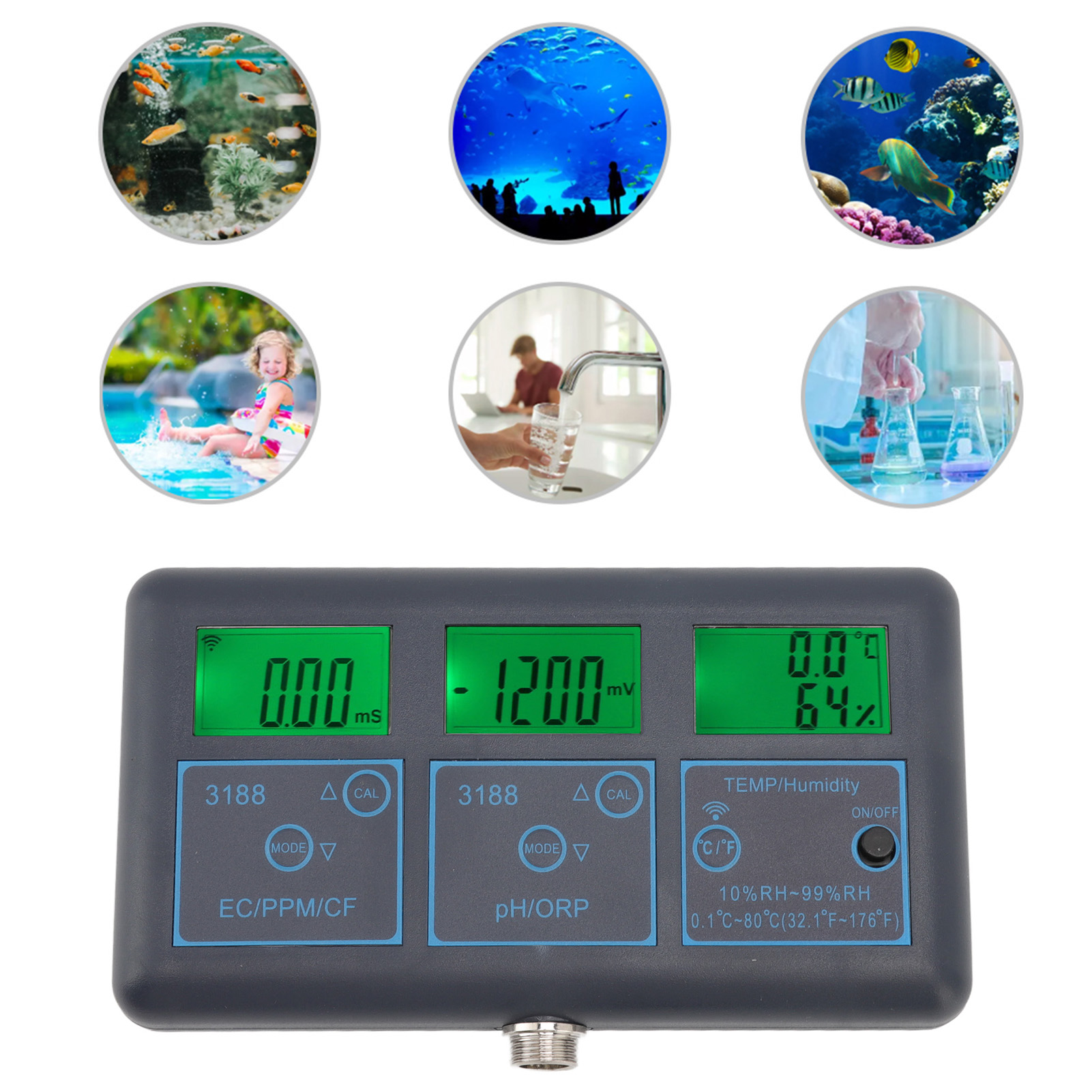 Graffiti 7-in-1 Wifi Online-wasserqualitätsmonitor Für Hydrokultur, Ec-leitfähigkeit, Aquarienzucht, Ph-wert, Redoxpotential (europäischer Standard 220 V)