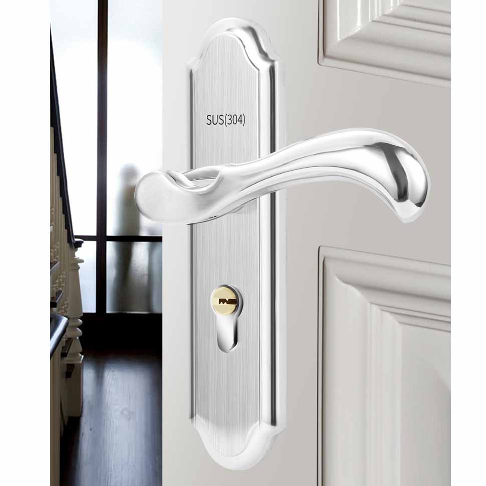 A01-1 Kleines, Unregelmäßiges Doppelriegelschloss Aus Edelstahl, Türgriffschloss Für Schlafzimmer, Geräuschloses, Magnetisches Sicherheitsschloss Für Hotelbalkontüren