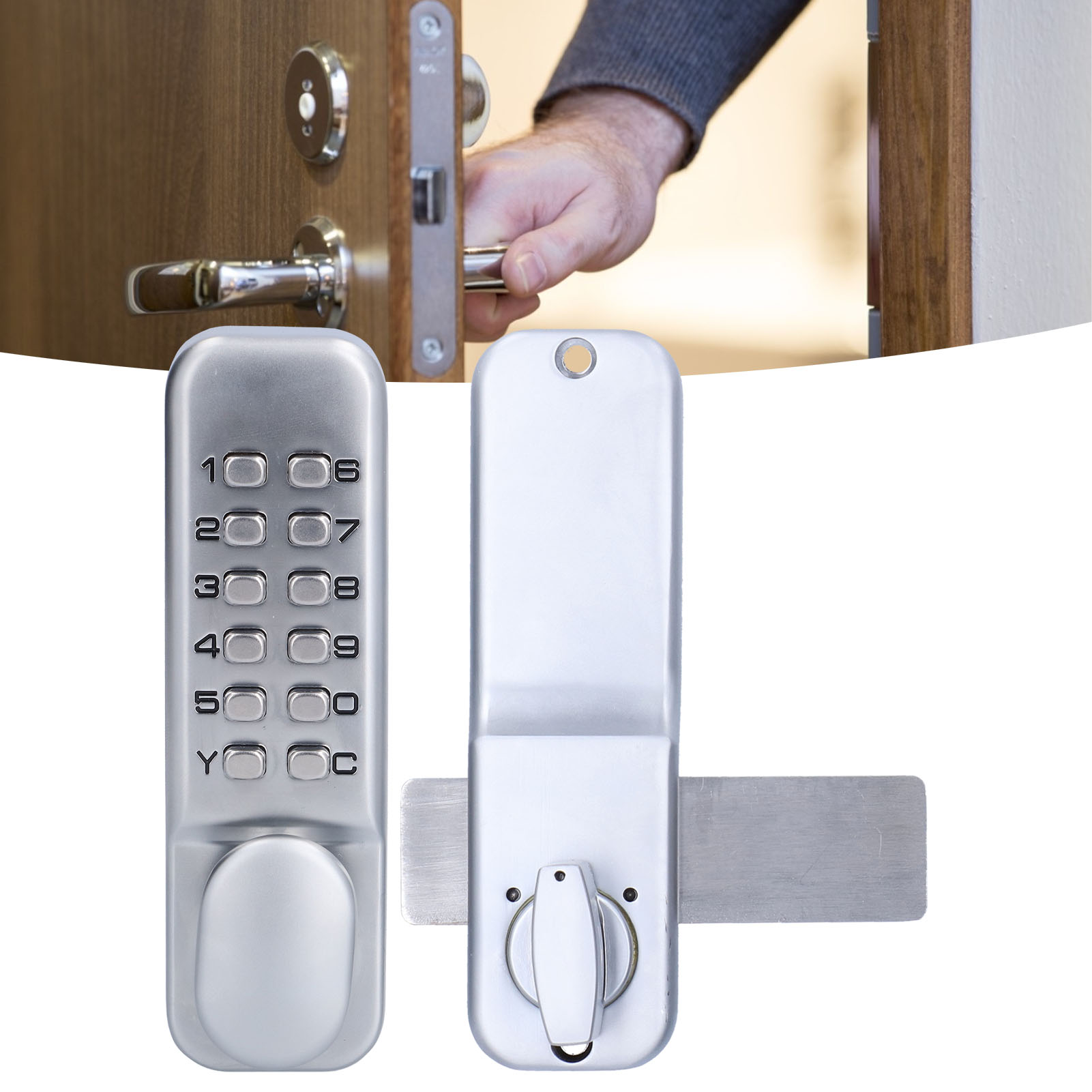 Doppelseitige Schiebetür, Normalerweise Offen, Mechanisches Zahlenschloss, Pvc-gerahmte Glastür, Holztür, Bürotürschloss