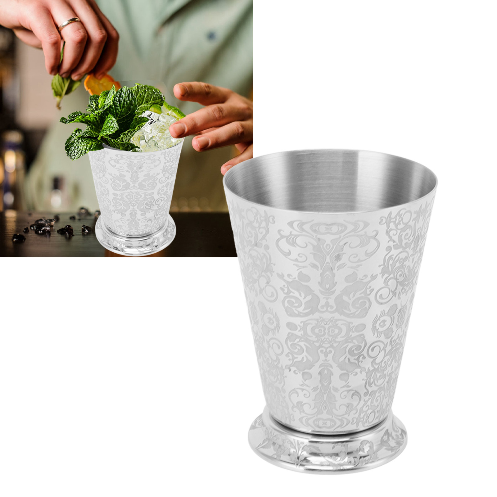 Juliette Cocktailglas Aus Edelstahl 304, Europäischer Stil, Moscow Mule Graviertes Barglas, Geprägtes Glas Mit Totemmotiv.