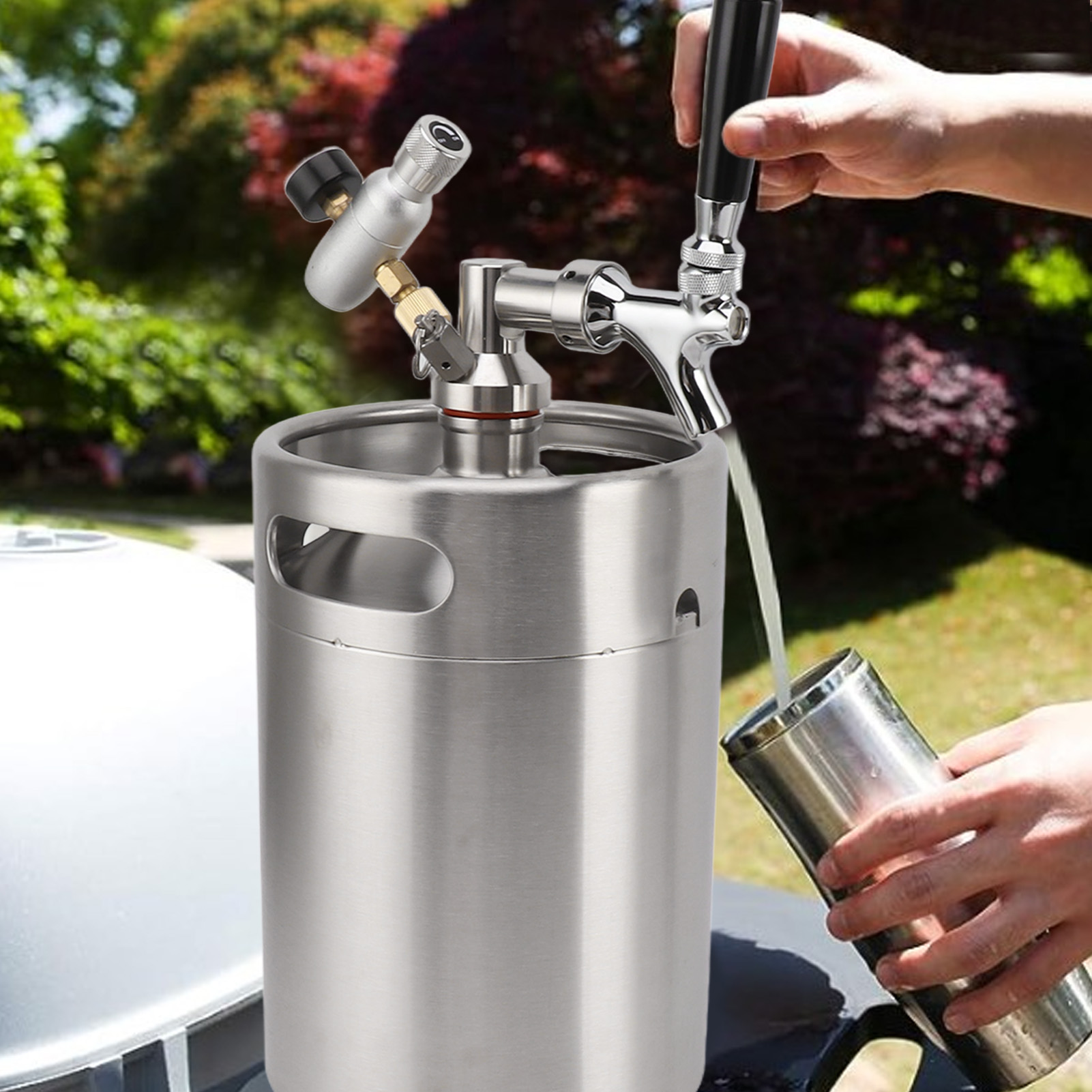 Mini-edelstahlfass (grün, 60 Psi), Kaffeefass, 5-liter-bierzapfanlage (automatisch), Edelstahl-weinzapfanlage