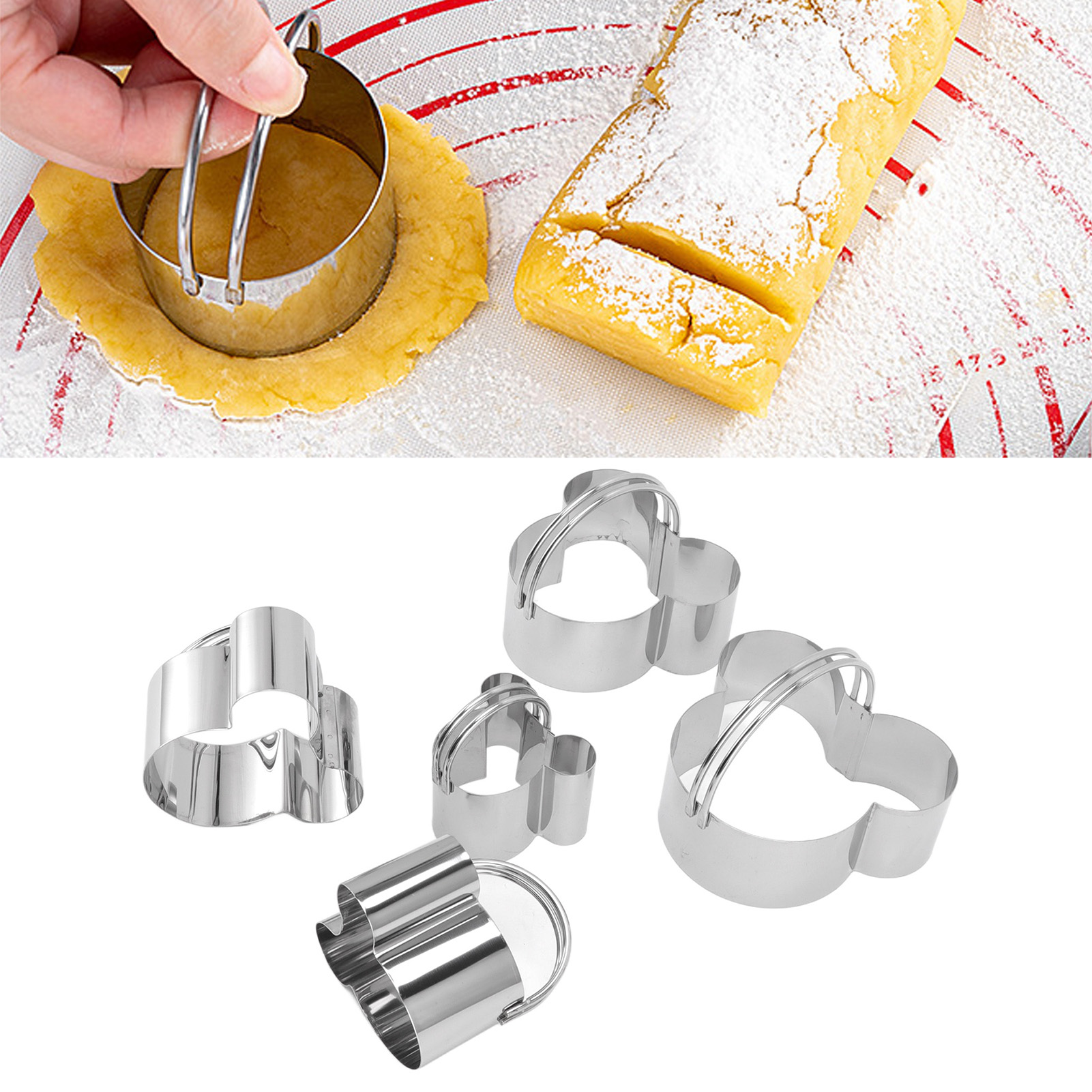 Set Aus Fünf Ausstechformen Aus Edelstahl, Teigausstecher, Plätzchenausstecher