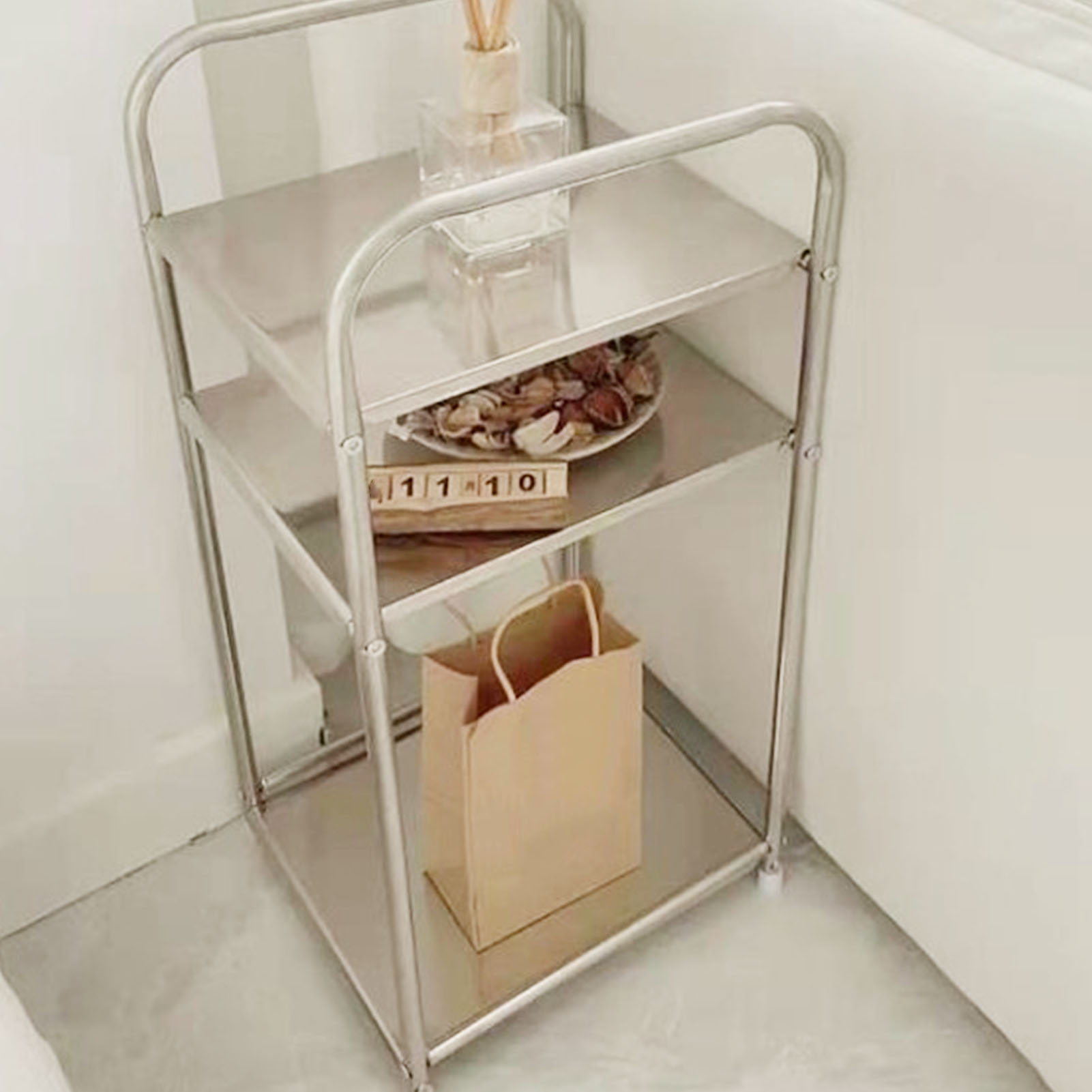 Waschbeckenständer Aus Edelstahl, Bauhaus-stil, Minimalistischer, Freistehender Beistelltisch Für Wohnzimmer, Badezimmerablage, Höhenverstellbar.