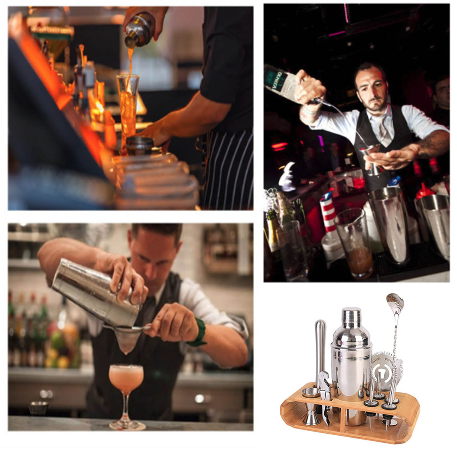 12-teiliges Set, 750-ml-cocktailshaker, Kurbelshaker, Barzubehör