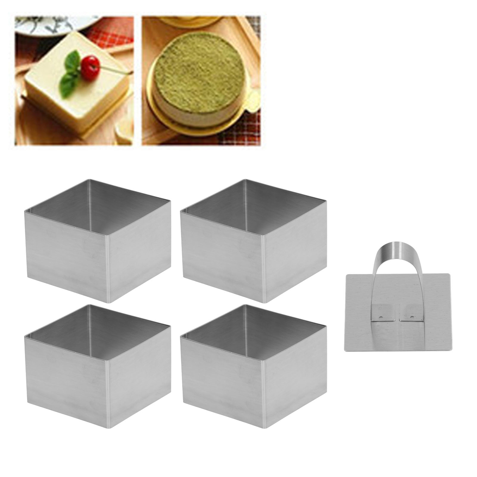 Mousse-ring Aus Edelstahl, Nahtloser Tortenring, Keksform, Quadratischer Ausstecher
