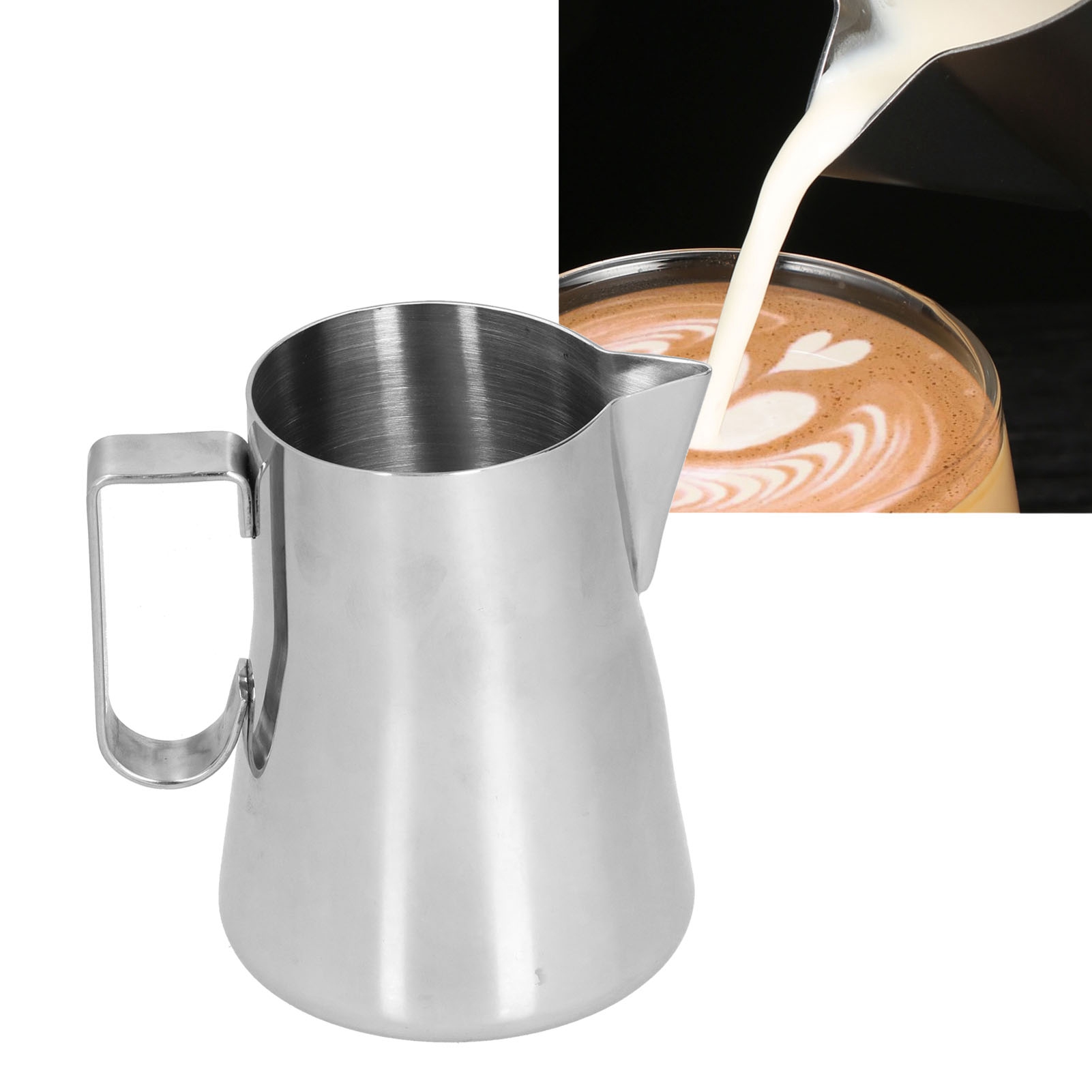 Latte-art-becher Aus Edelstahl Mit Spitzem Ausguss, Eleganter Kaffeebecher, Latte-art-kaffeebereiter, Latte-art-becher Mit Langem Ausguss, 350 Ml Edelstahl.