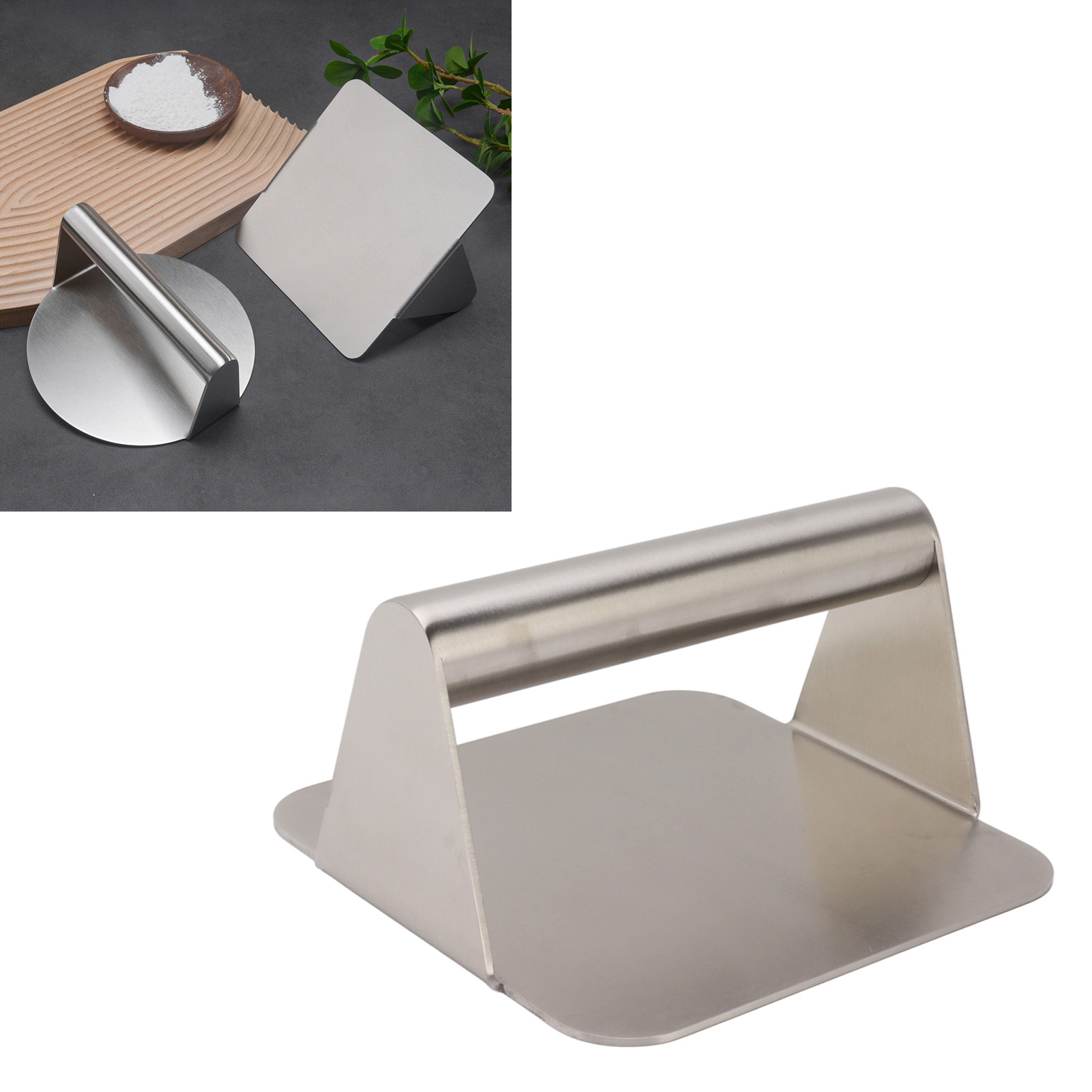 Fleischpresse Aus Edelstahl 304, Manuelle Hamburger-patty-form, Quadratische Form