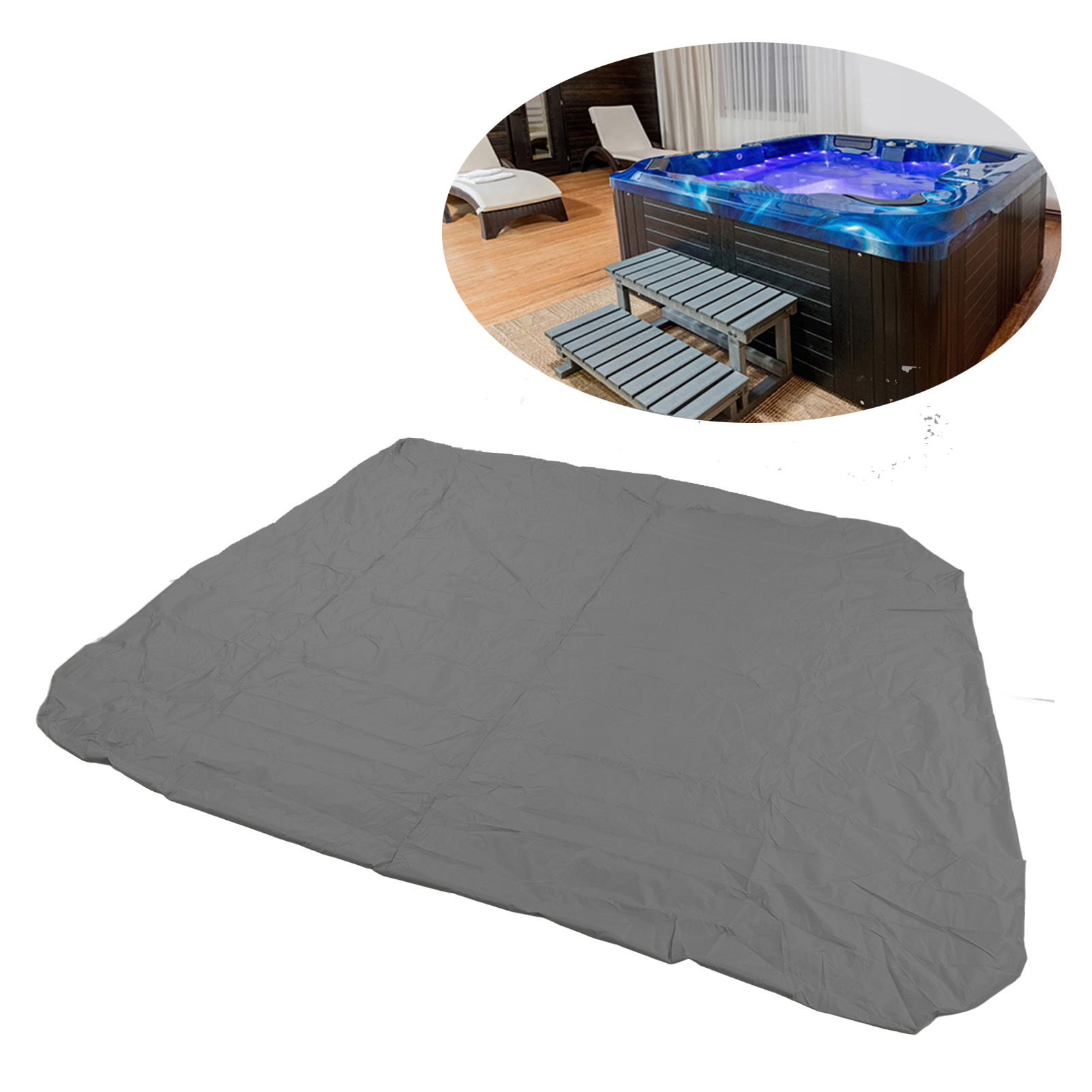 Quadratische Außenbadewannen-/whirlpoolabdeckung Aus 190 Mm Breitem, Silberfarbenem Polyester-taft, Wasser- Und Staubdicht. Maße: 231 X 231 X 30 Cm, Grau.