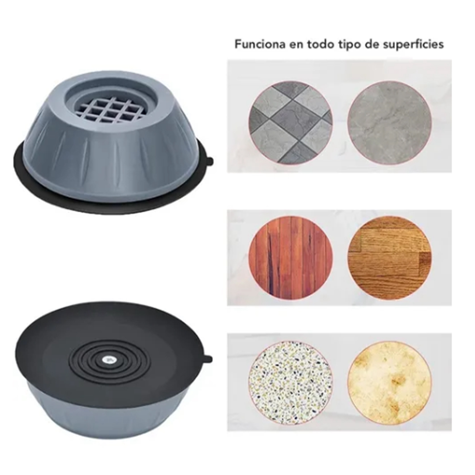 10 Cm Graue Universalpads (4 Stück) Für Waschmaschinen, Antivibrations- Und Stoßdämpfer, Rutschfest, Erhöhungen, Feuchtigkeitsbeständig, Für Toplader-kühlschränke Und Waschmaschinen.