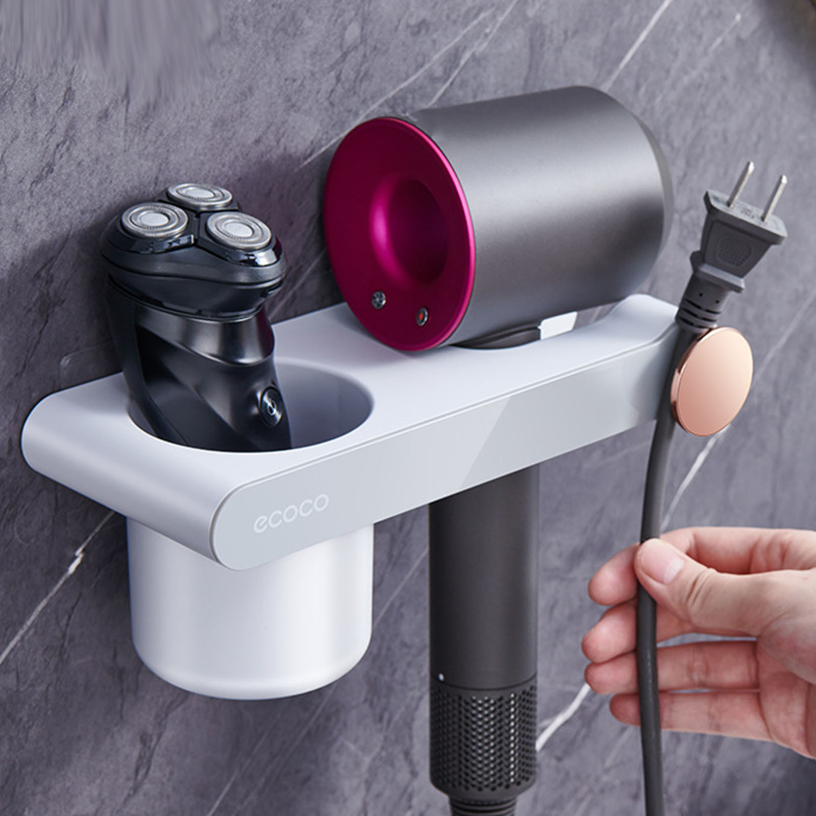 Yikeke Haartrocknerhalter Für Badezimmer Und Toilette, Kompatibel Mit Dem Dyson Lazy Haartrockner, Großes Graues Modell.