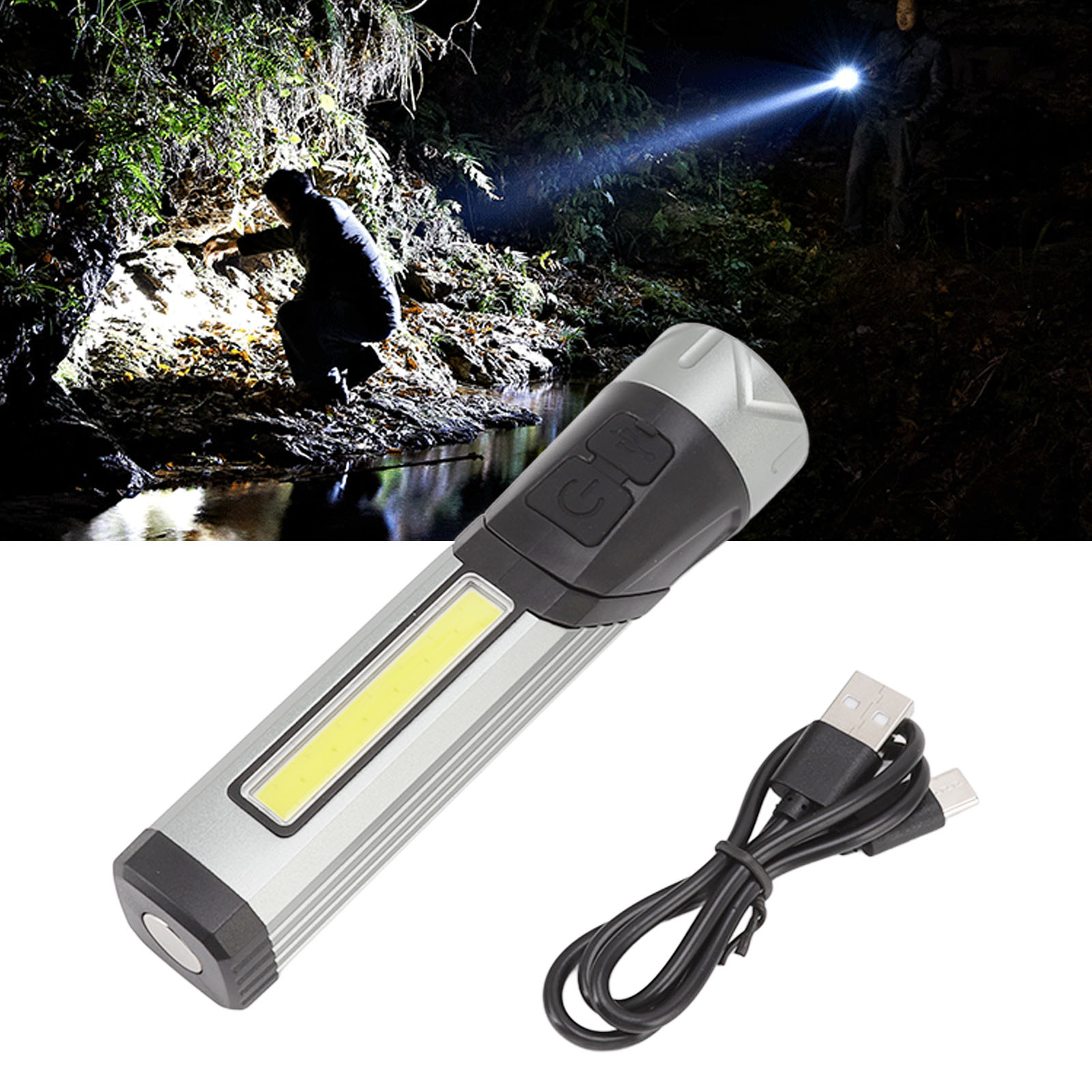 Hochleistungsfähige, Tragbare Outdoor-taschenlampe, Drehbare Und Faltbare Led-arbeitsleuchte, Magnetische Cob-reparaturleuchte.